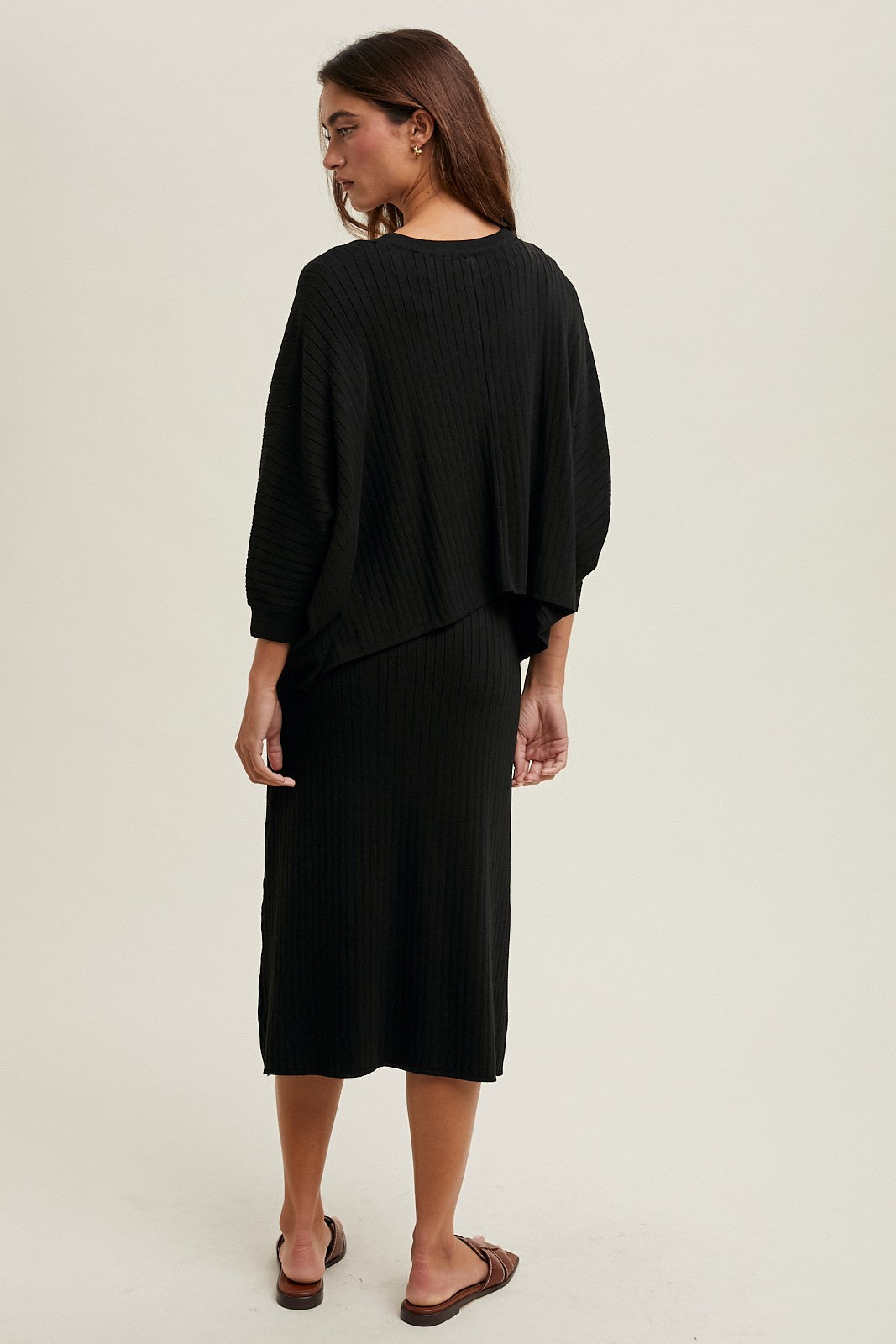RESTOCKED - The Mina Ribbed Knit Dress Set in Black