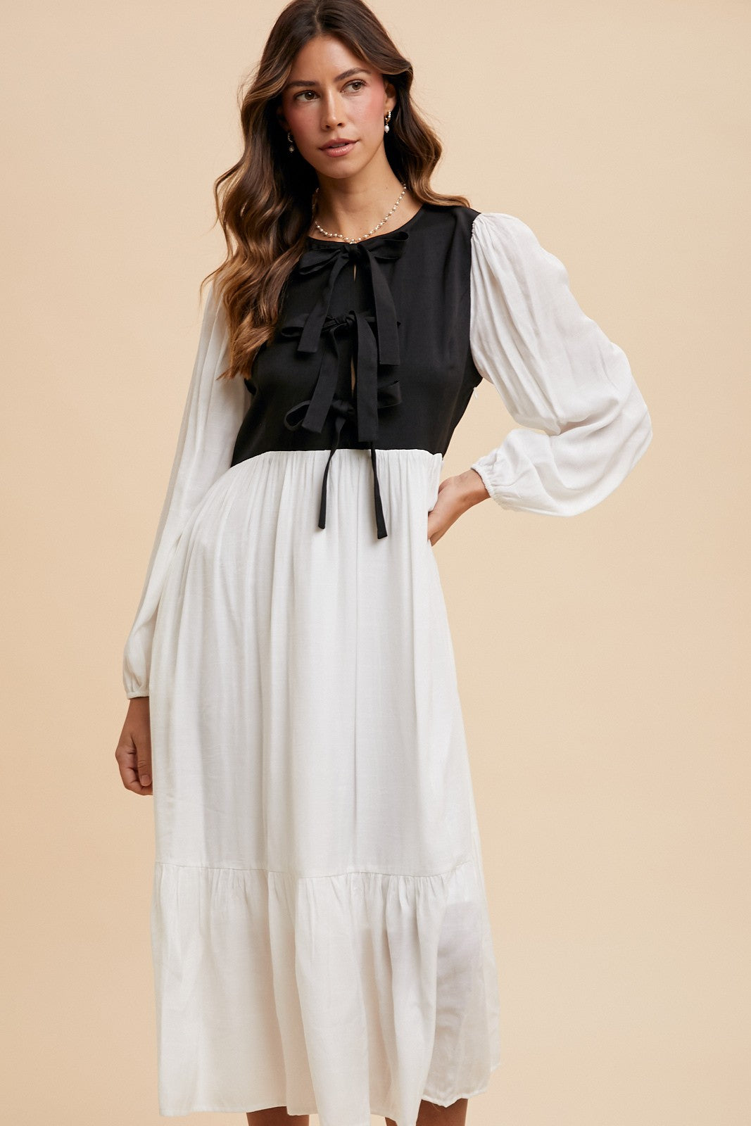 The Sasha Bow Dress in Black & White