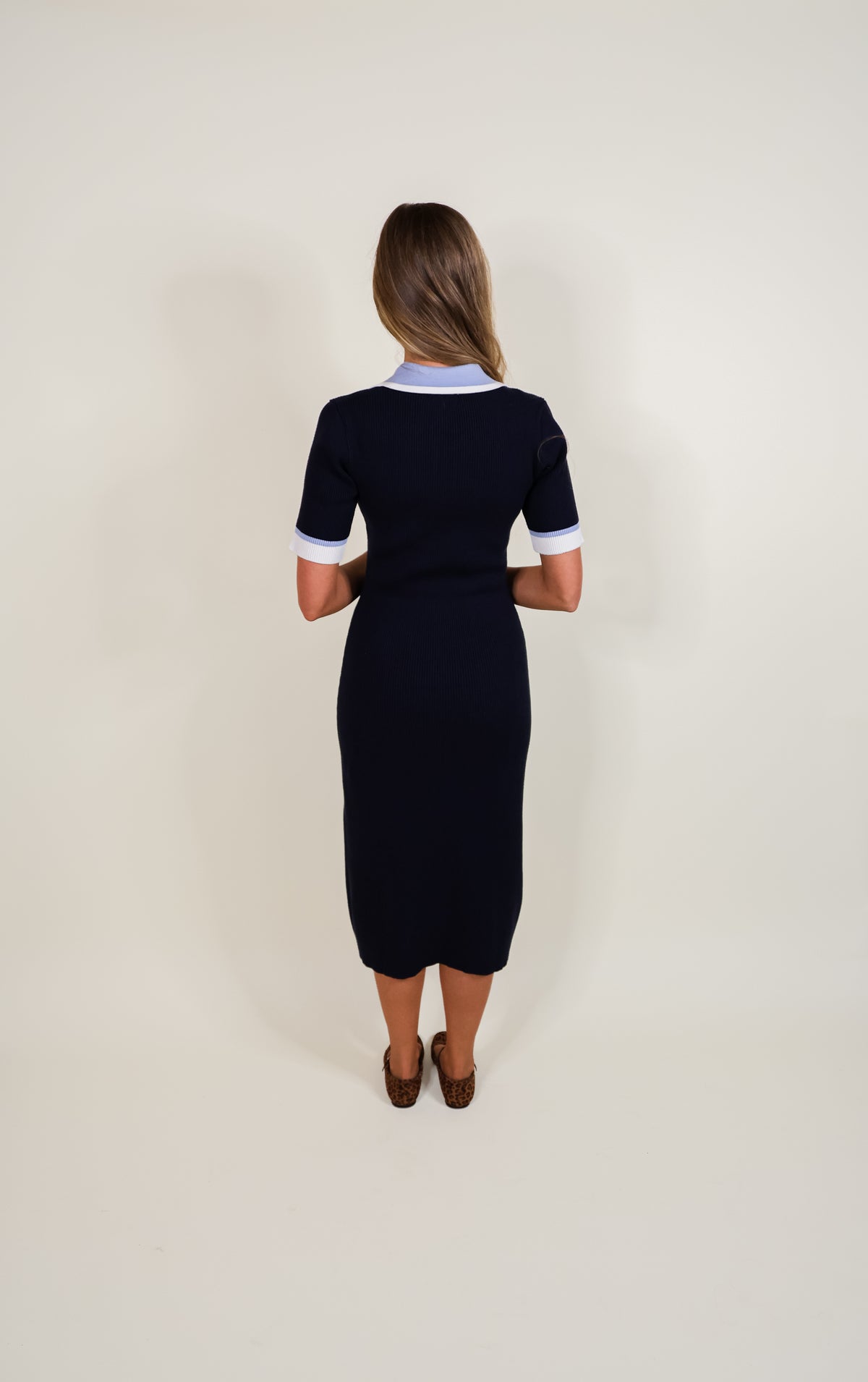 The Rhen Thick Ribbed Knit Polo Dress