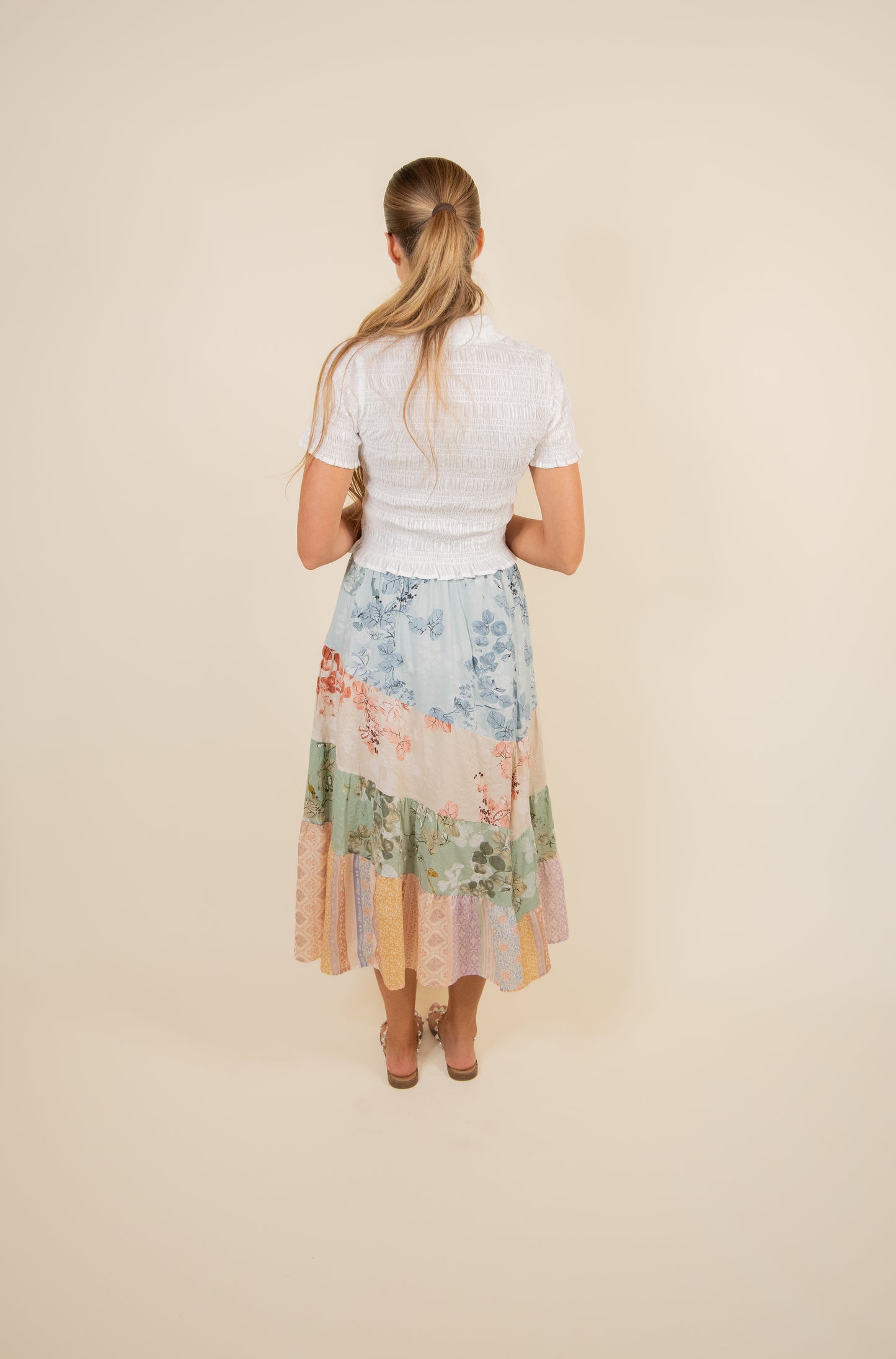 The Erin Patchwork Bloom Midi Skirt