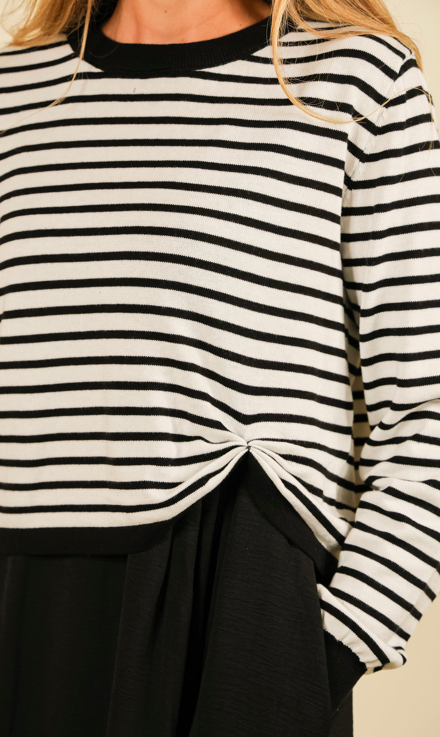 The Indi Knit Sweater & Dress Set - Black & Ivory Stripes
