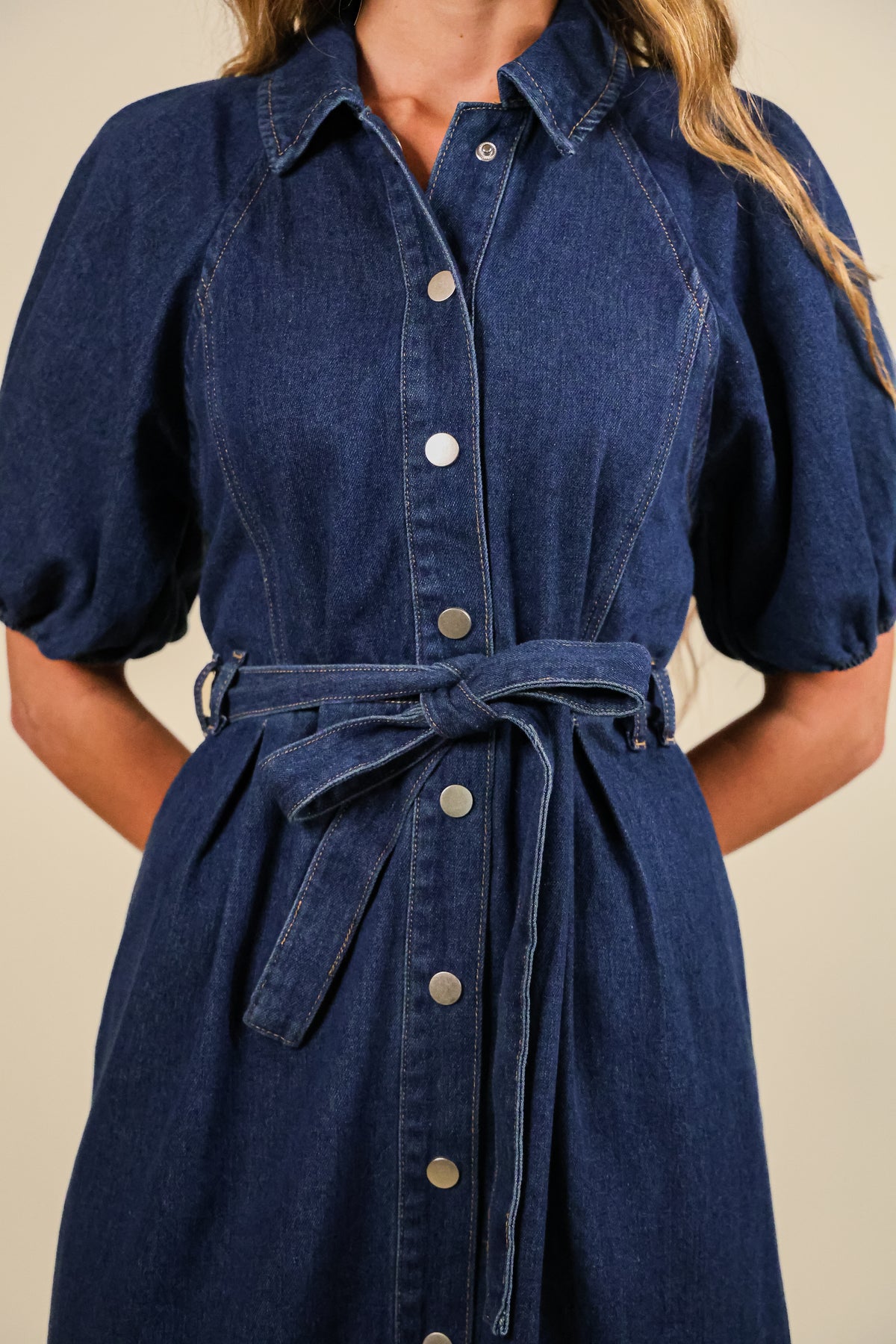 The Stella Snap Denim Shirt Dress