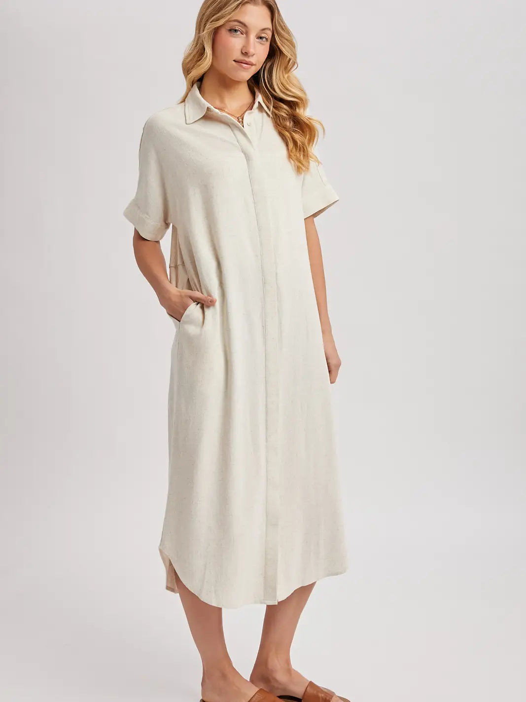 The Blake Linen Blend Dress in Oatmeal