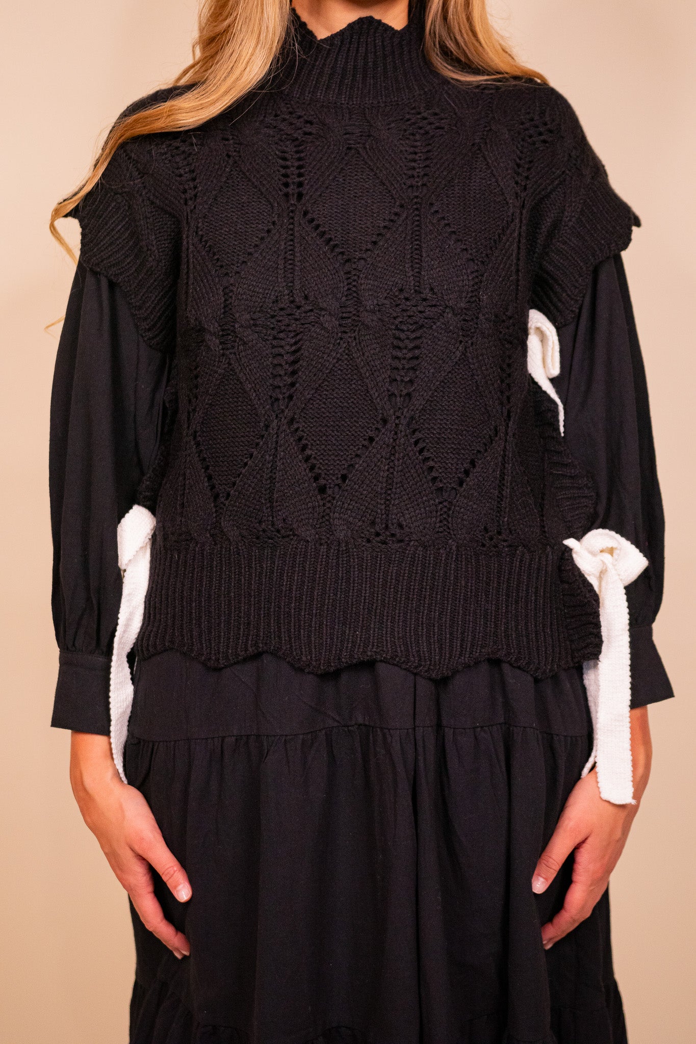 The Ellie Knit Sweater Vest in Black