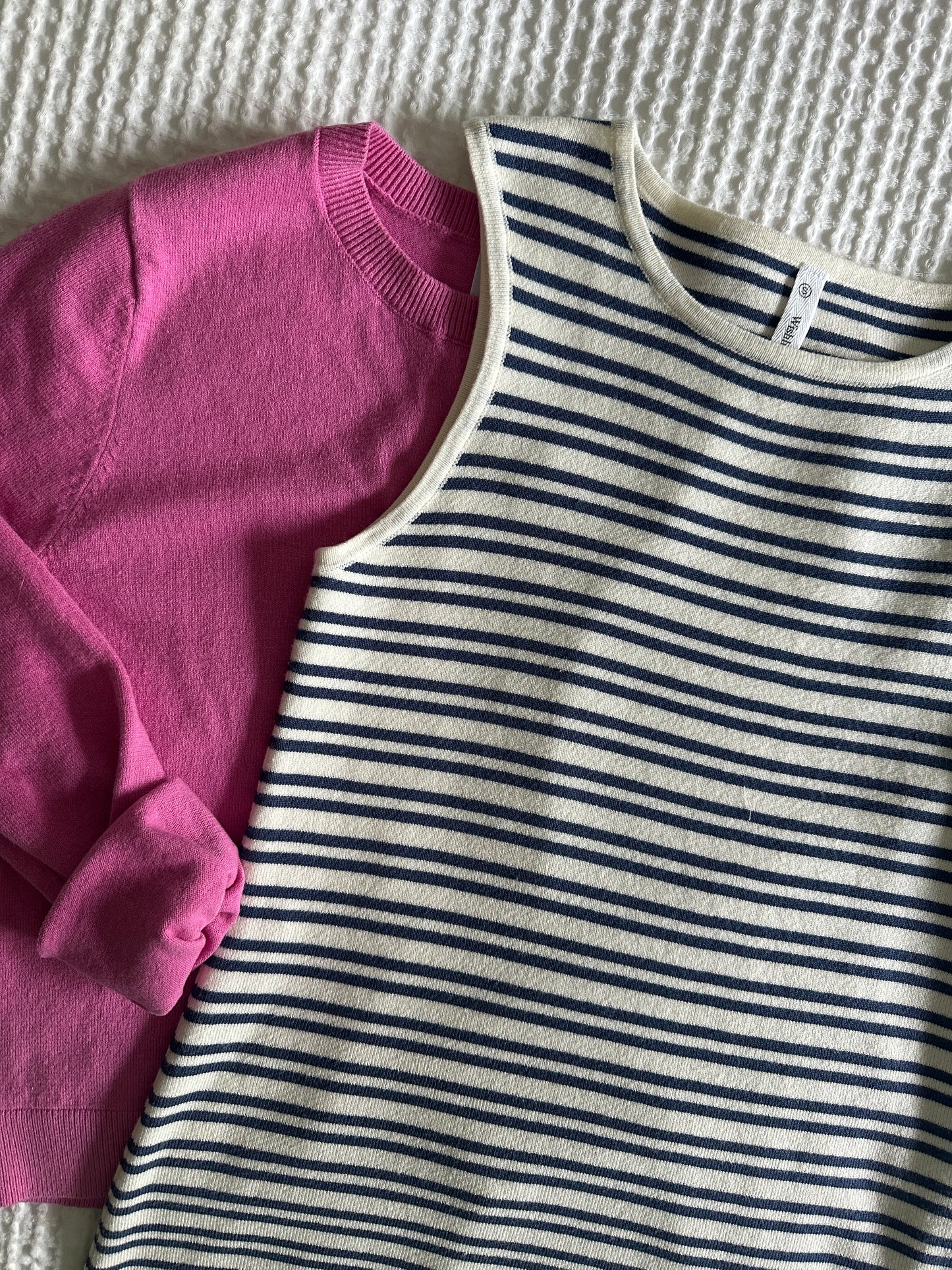 The Kara Tank Layering Knit Dress in Navy & White Stripes