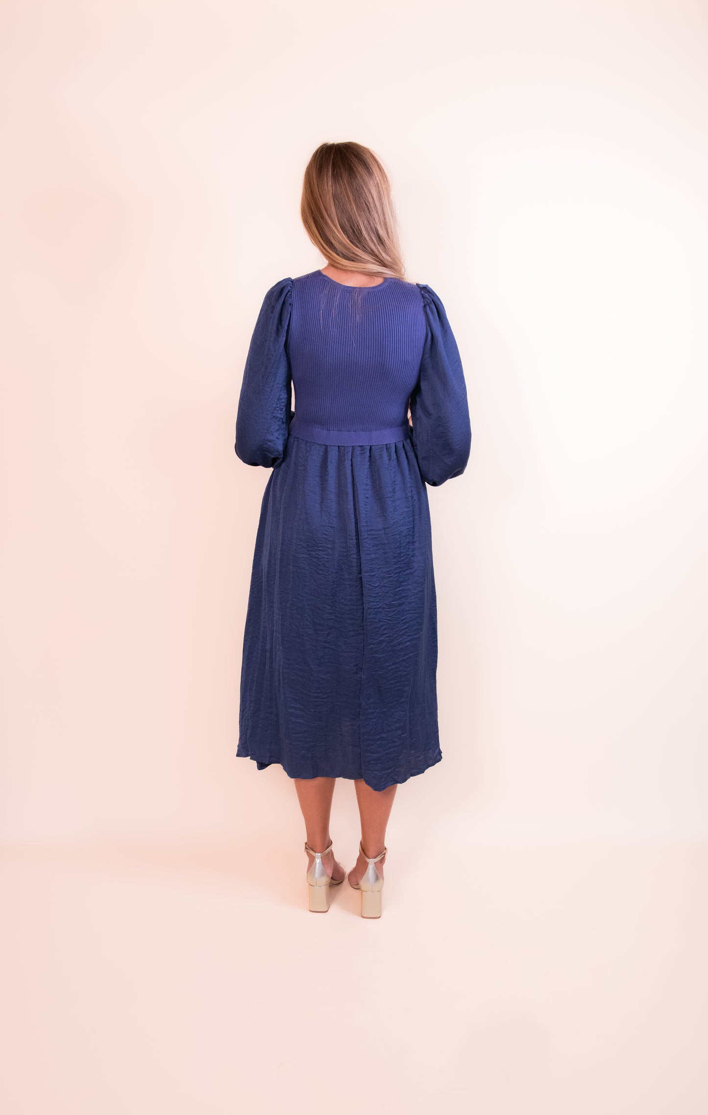 The Sasha Satin Dress in Navy