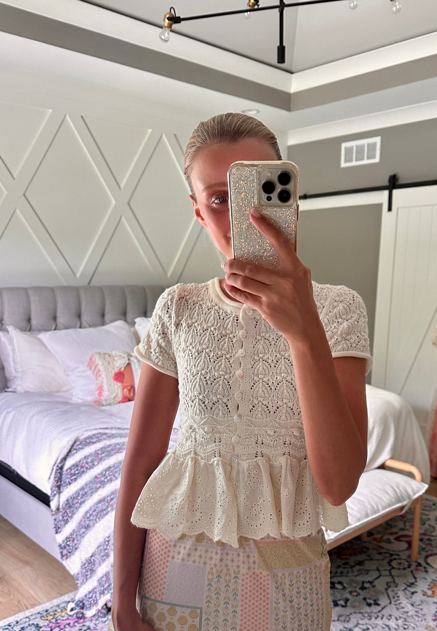 The Haven Crochet Babydoll Top in Buttercream