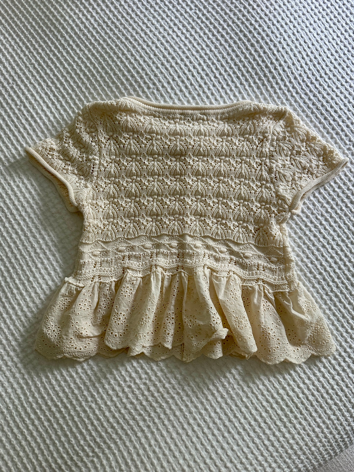 The Haven Crochet Babydoll Top in Buttercream