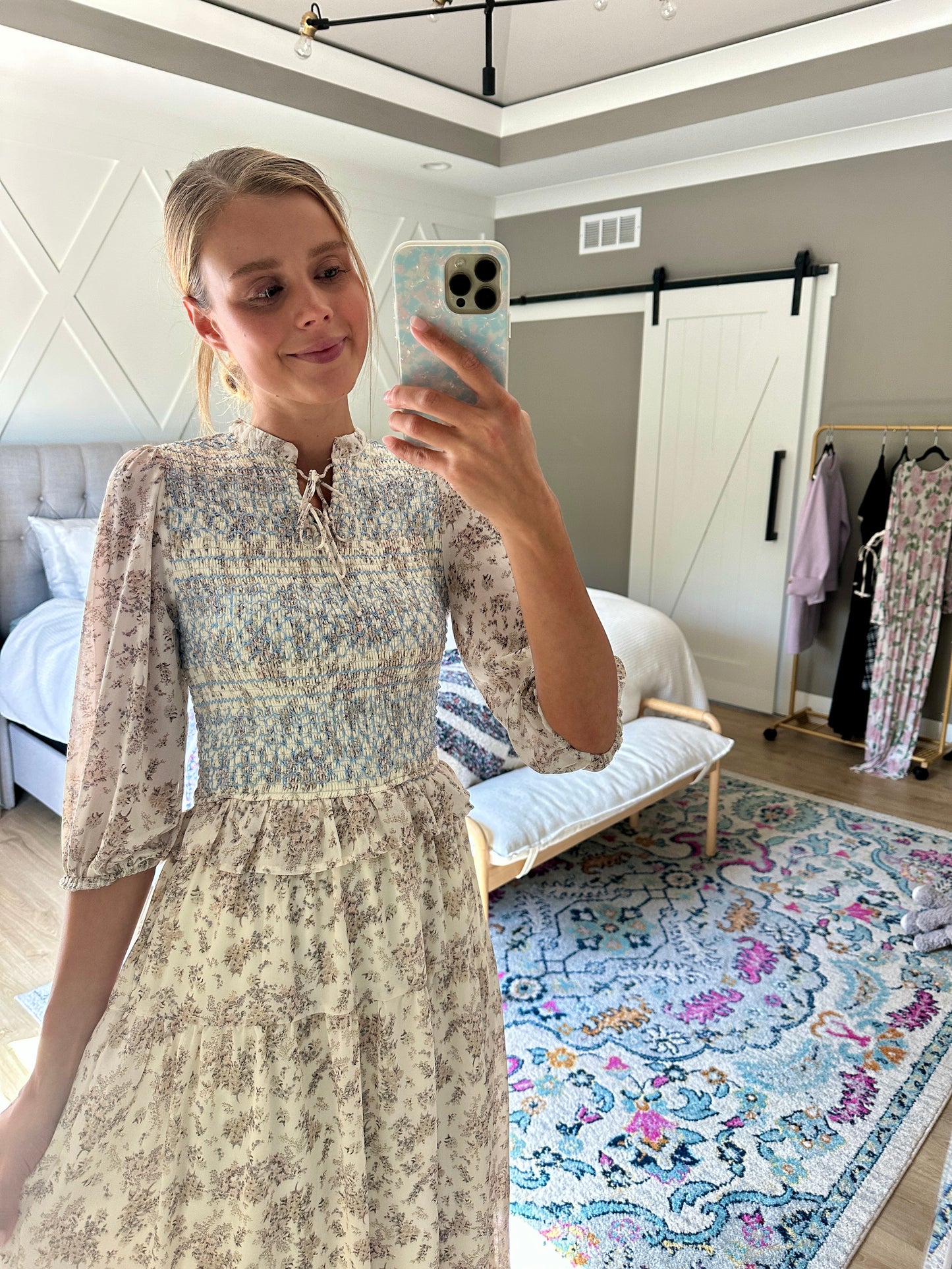 The Rory Smocked Fall Floral Dress