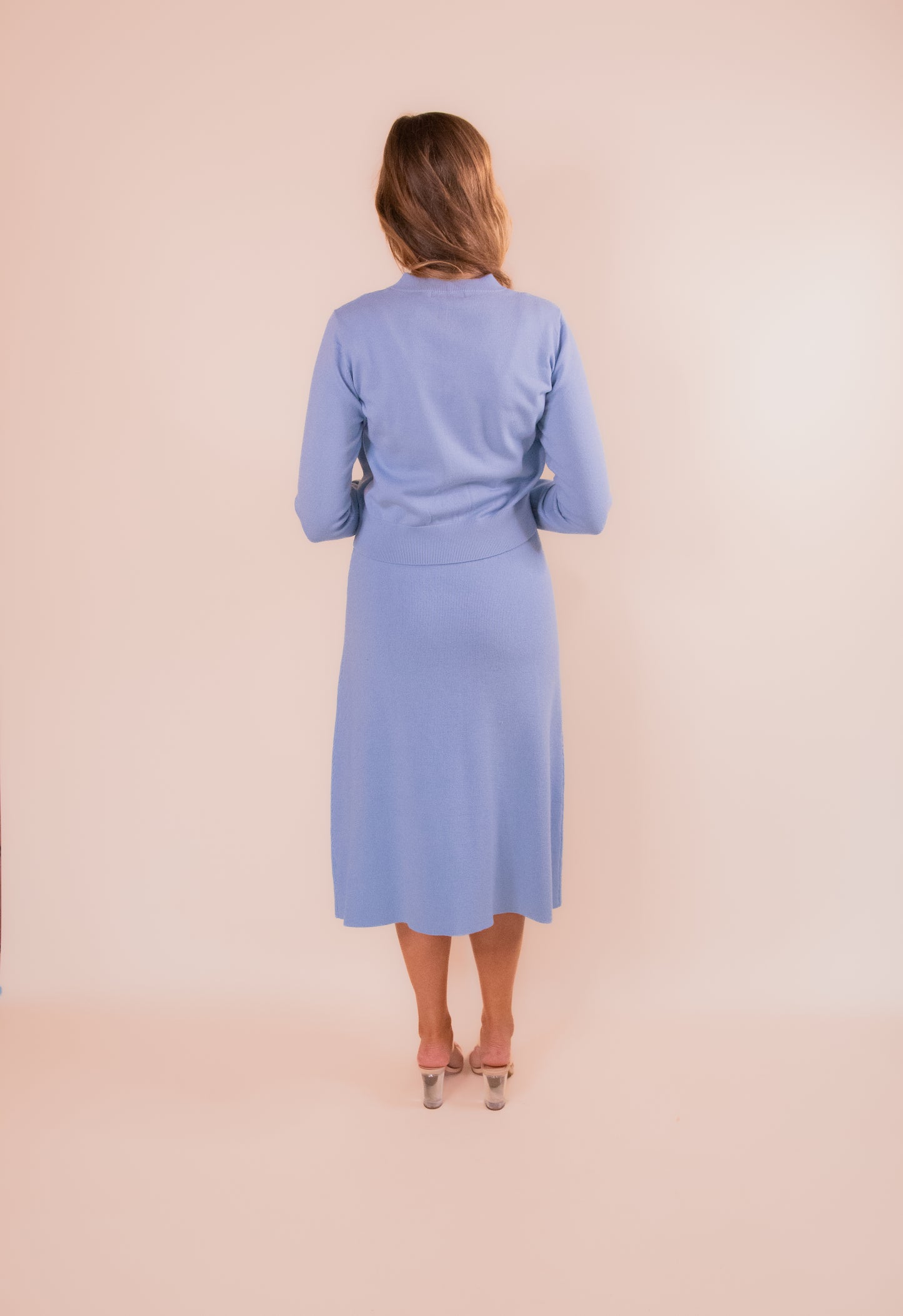 The Adeline Knit Cardigan Set in Baby Blue