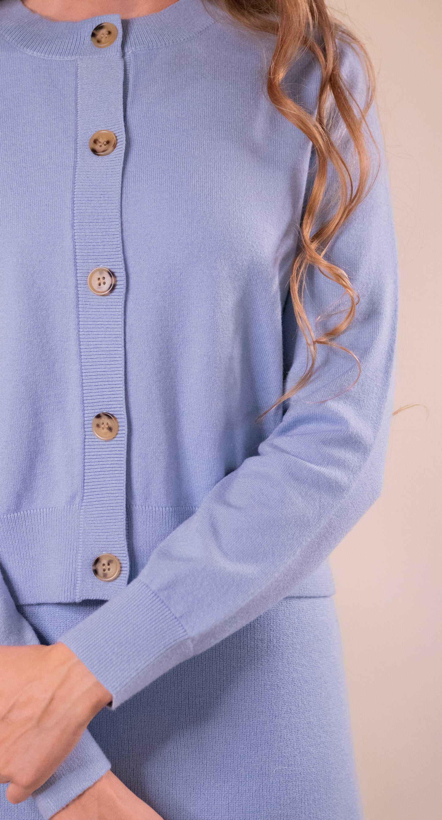 The Adeline Knit Cardigan Set in Baby Blue