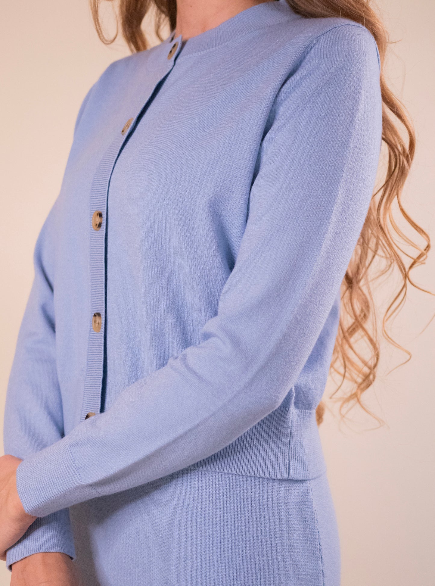 The Adeline Knit Cardigan Set in Baby Blue