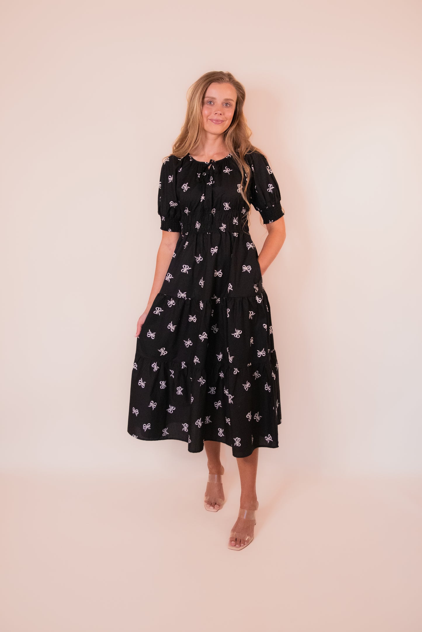 The Harper Bow Dress in Black