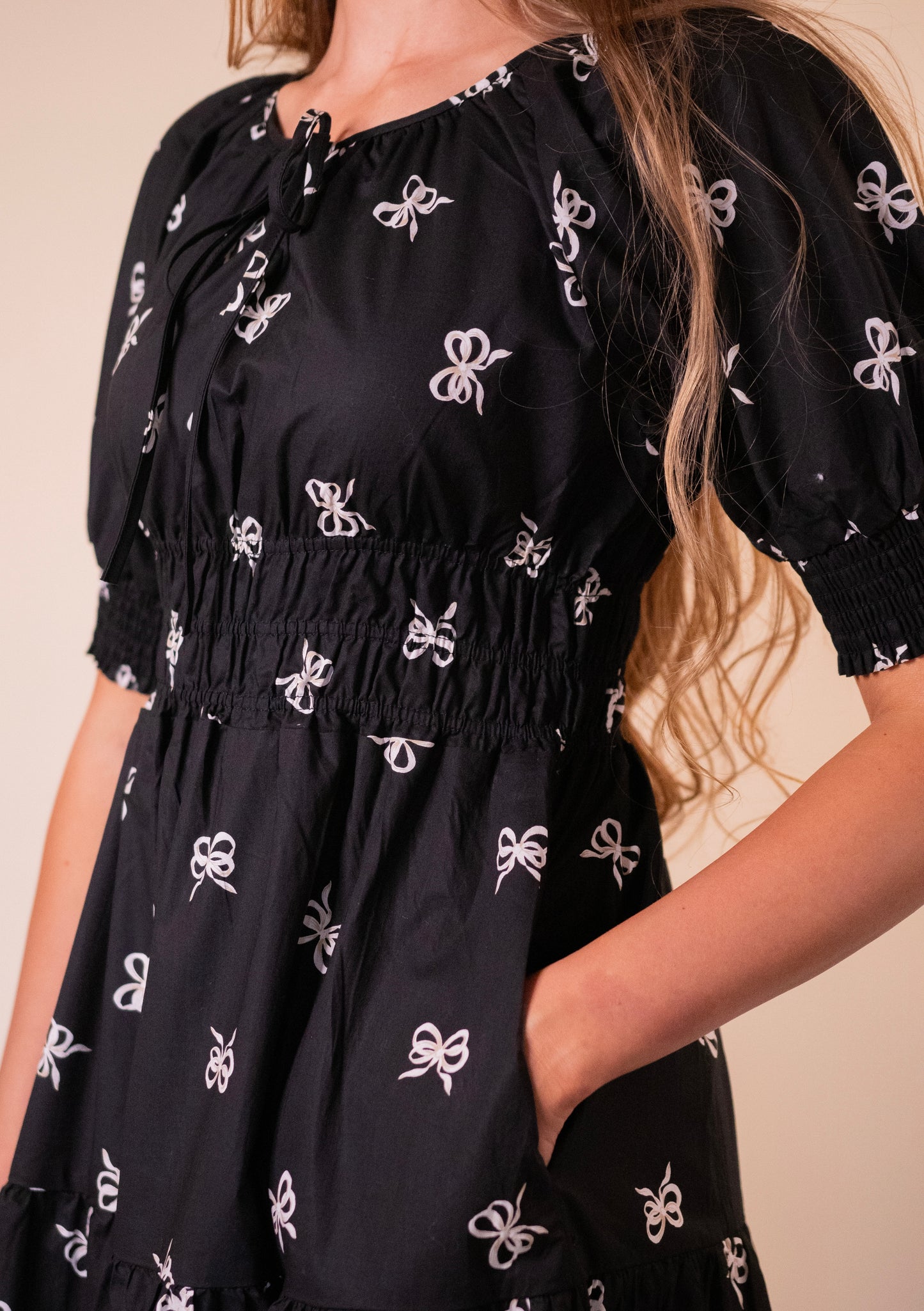 The Harper Bow Dress in Black