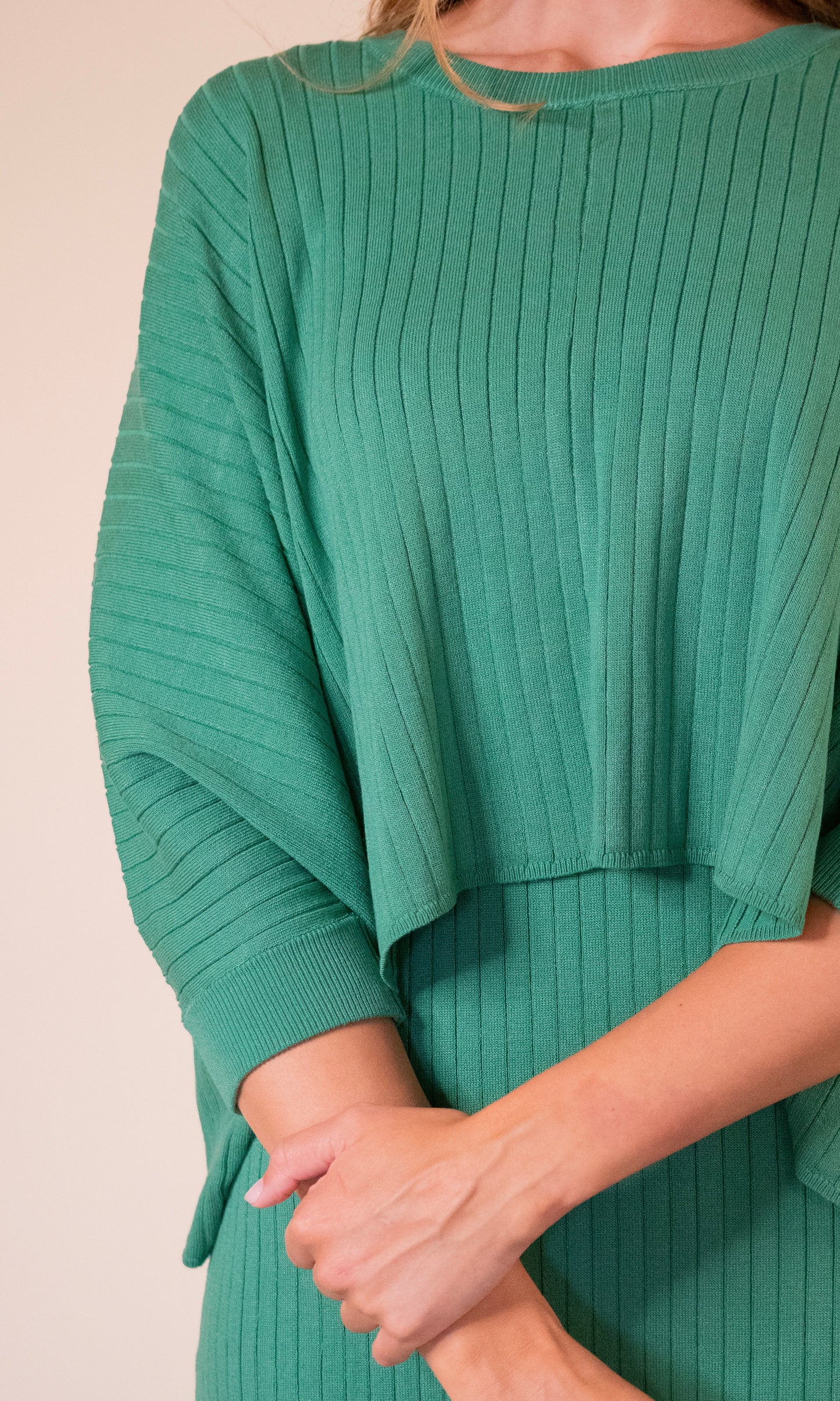 RESTOCKED - The Mina Ribbed Knit Dress Set in Green