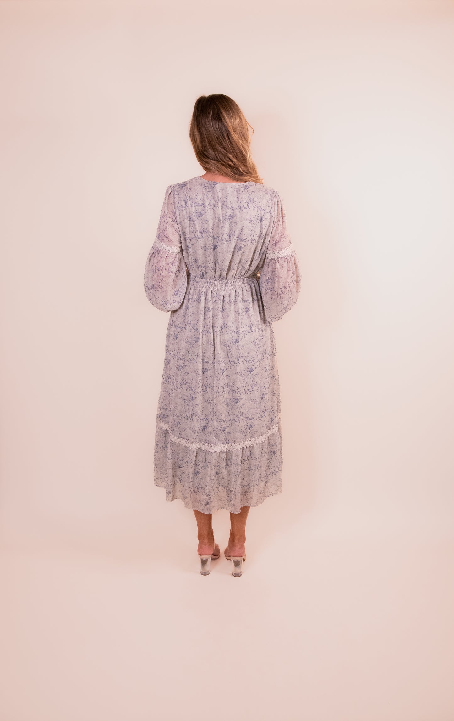 The Alice Midi Dress in Blue Floral