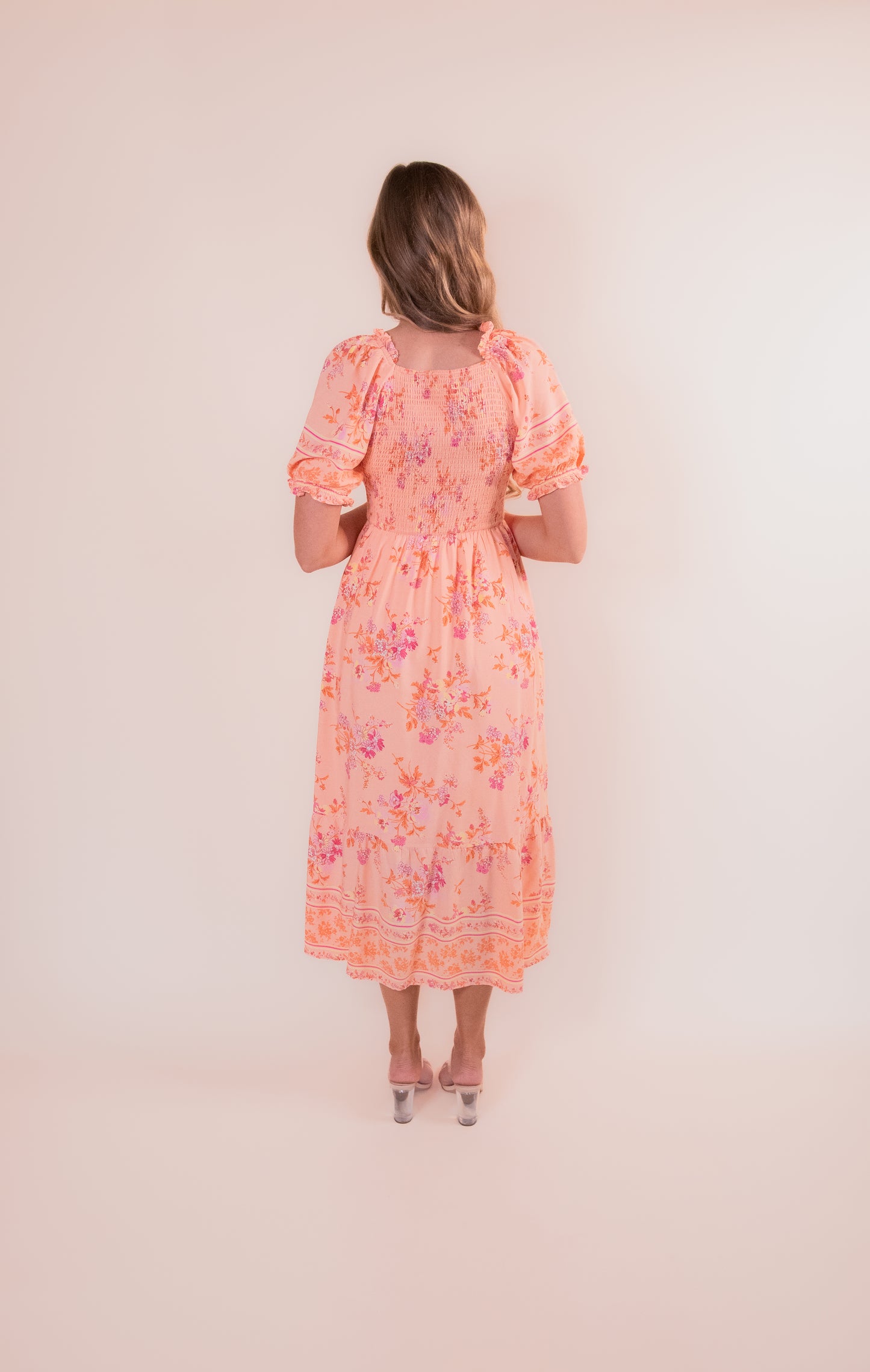 The Eva Smocked Dress in Sunset Floral