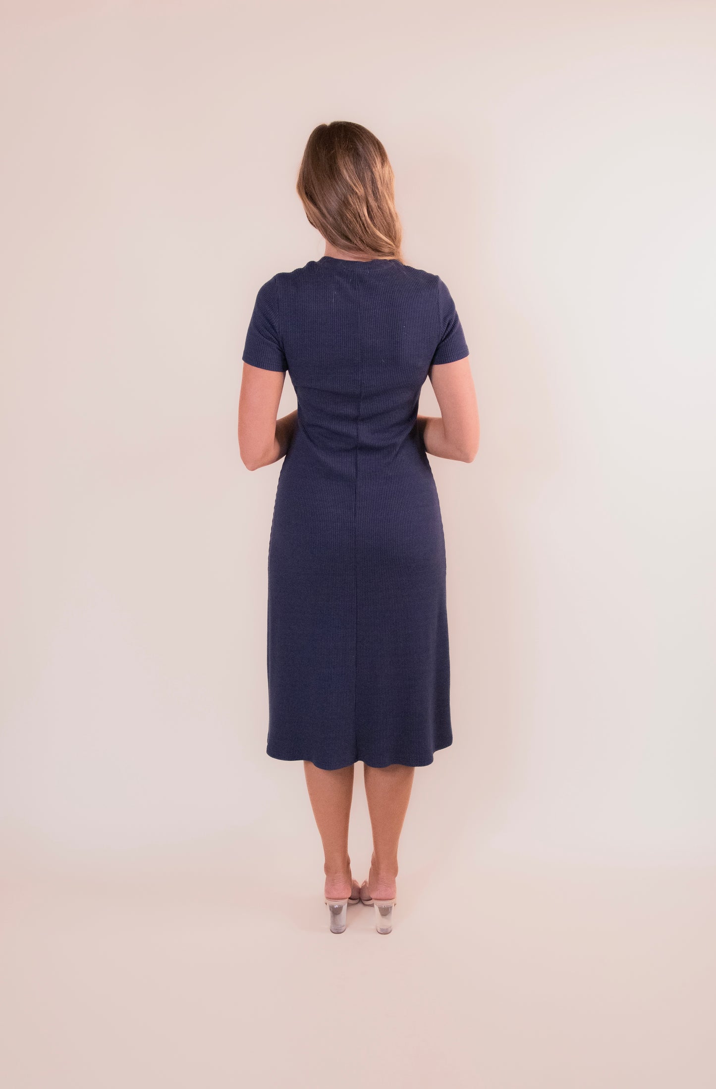 The Rue Ribbed Knit Dress in Navy