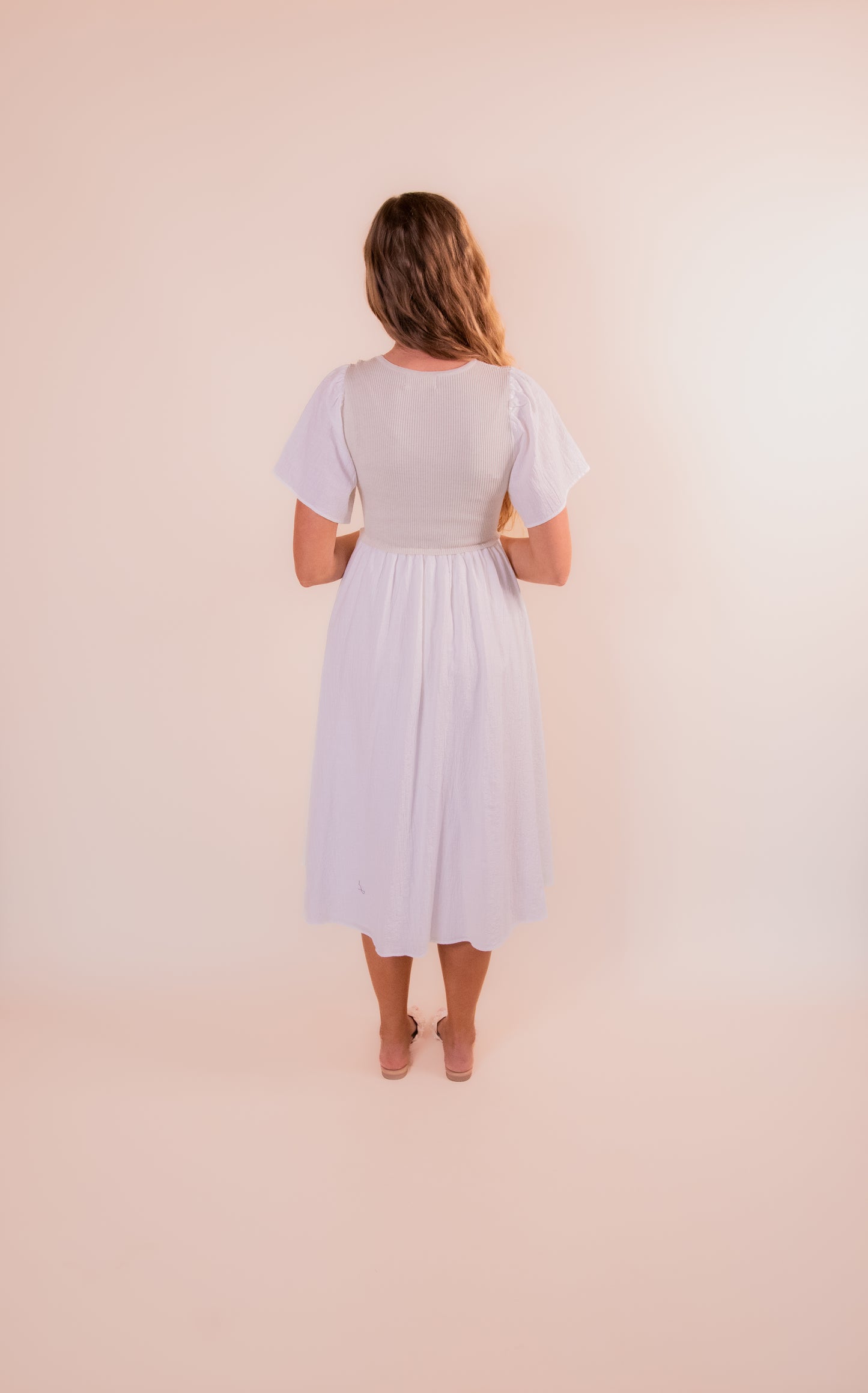 The Annie Dress in White & Oatmeal
