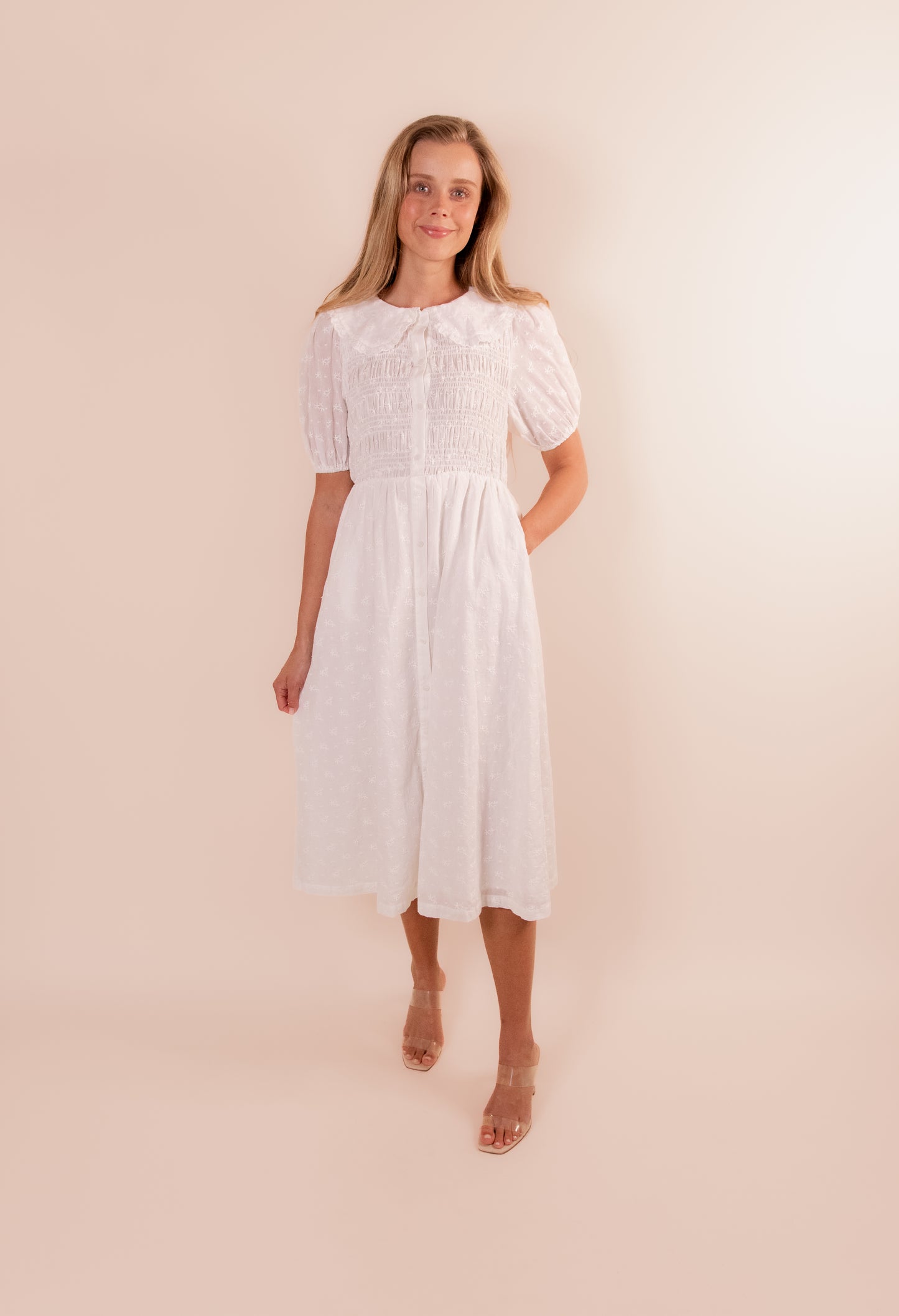 The Lani Collar Eyelet Dress