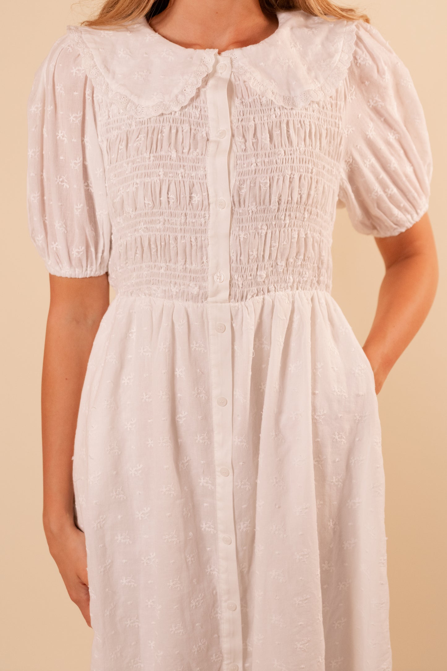 The Lani Collar Eyelet Dress