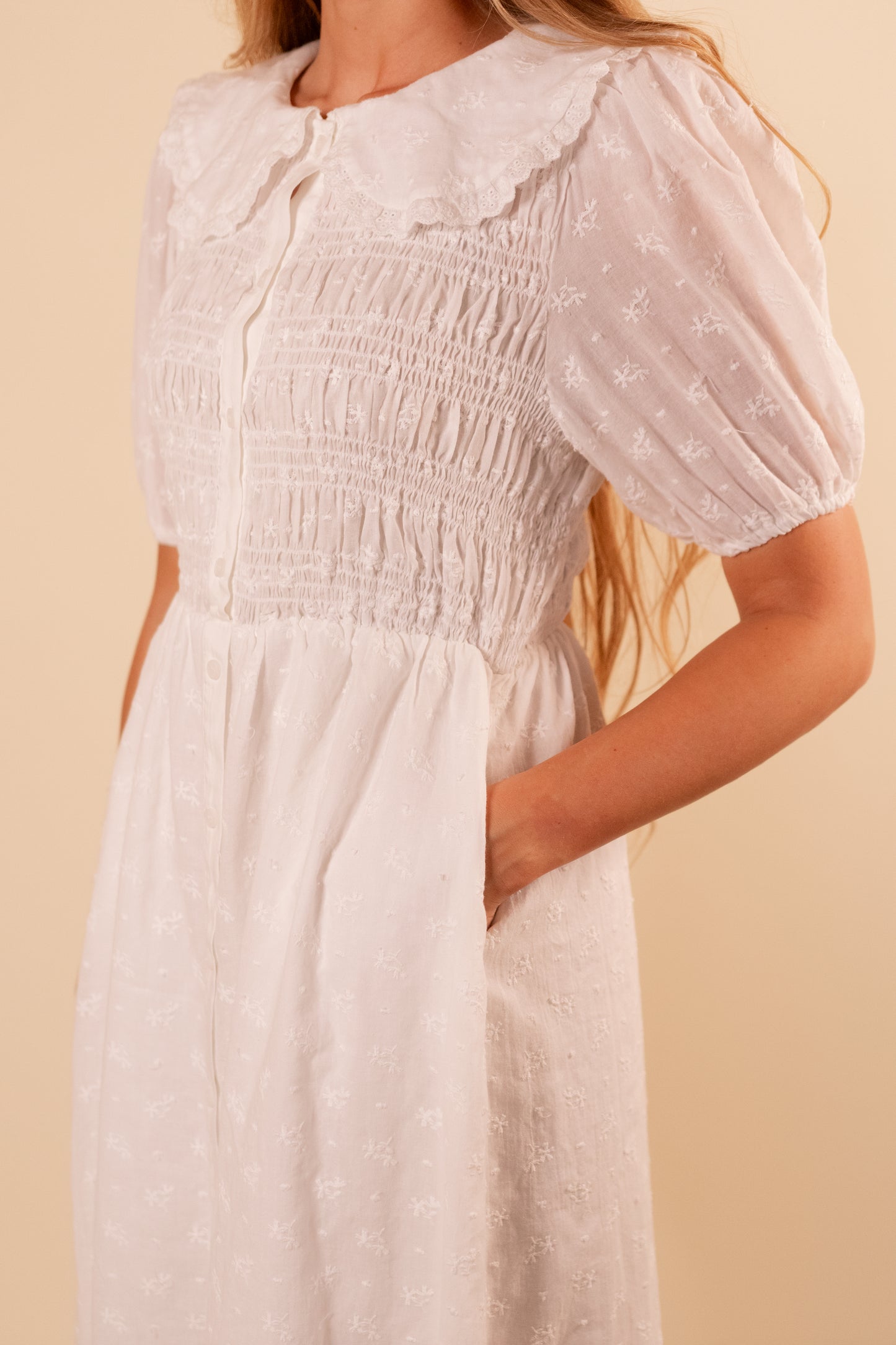 The Lani Collar Eyelet Dress