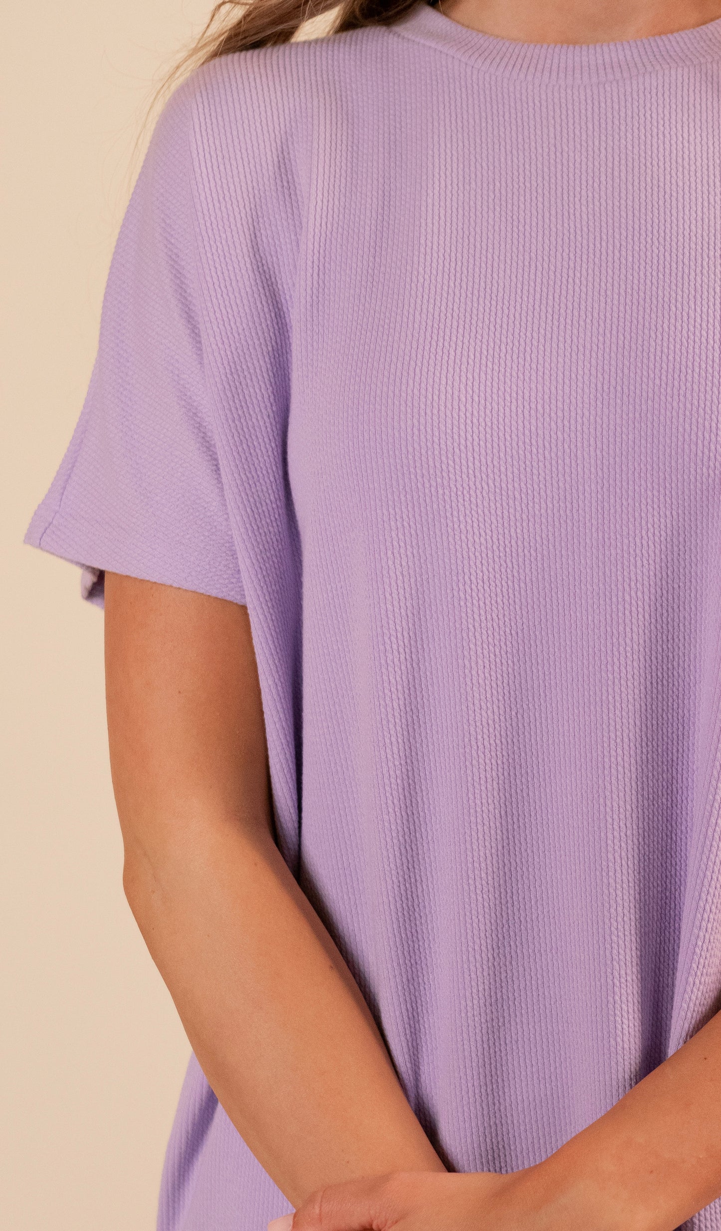 RESTOCKED - The Wren Ribbed Knit T-Shirt Dress in Lilac