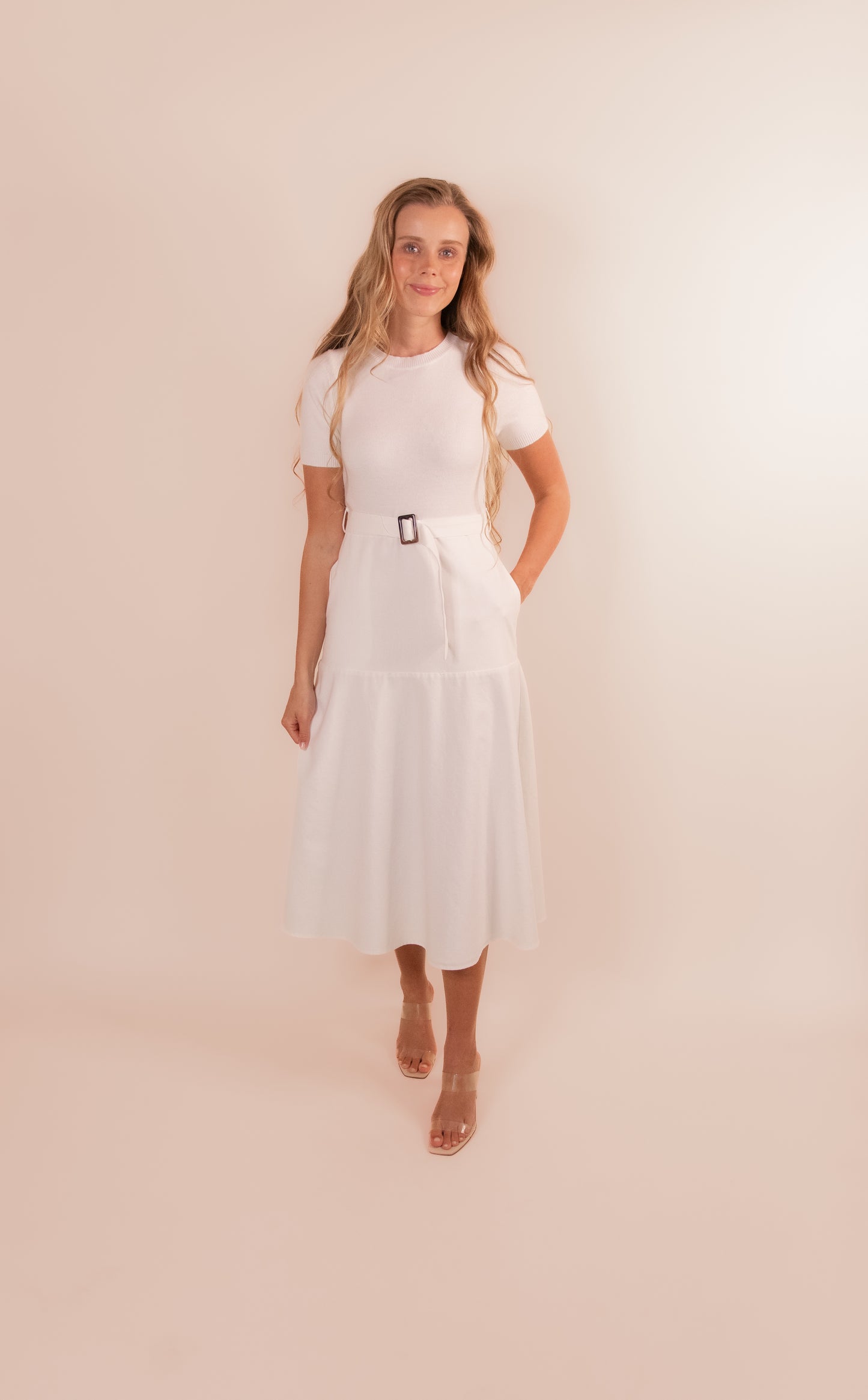 The Alice Mixed Dress in White