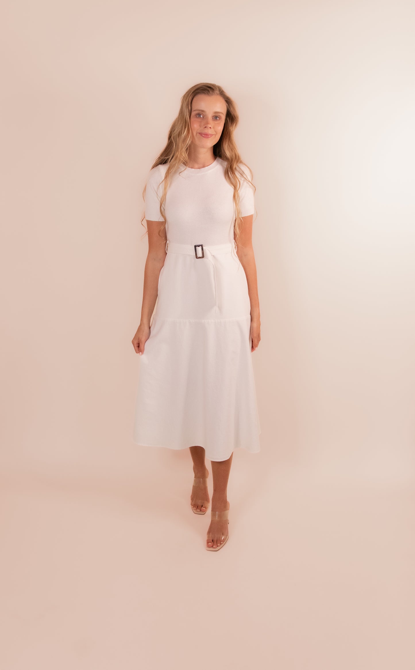 The Alice Mixed Dress in White