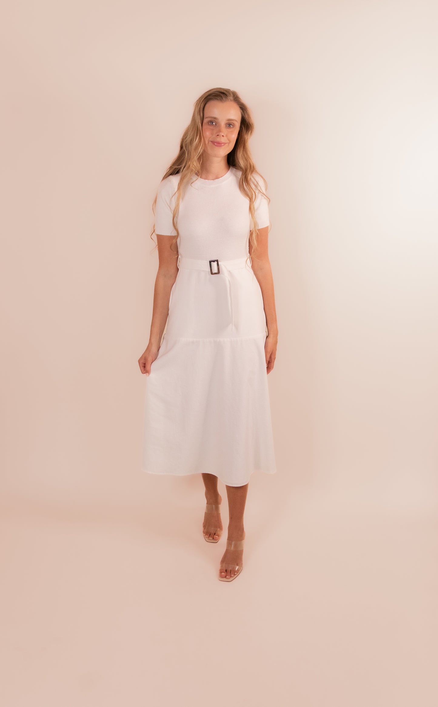 The Alice Mixed Dress in White