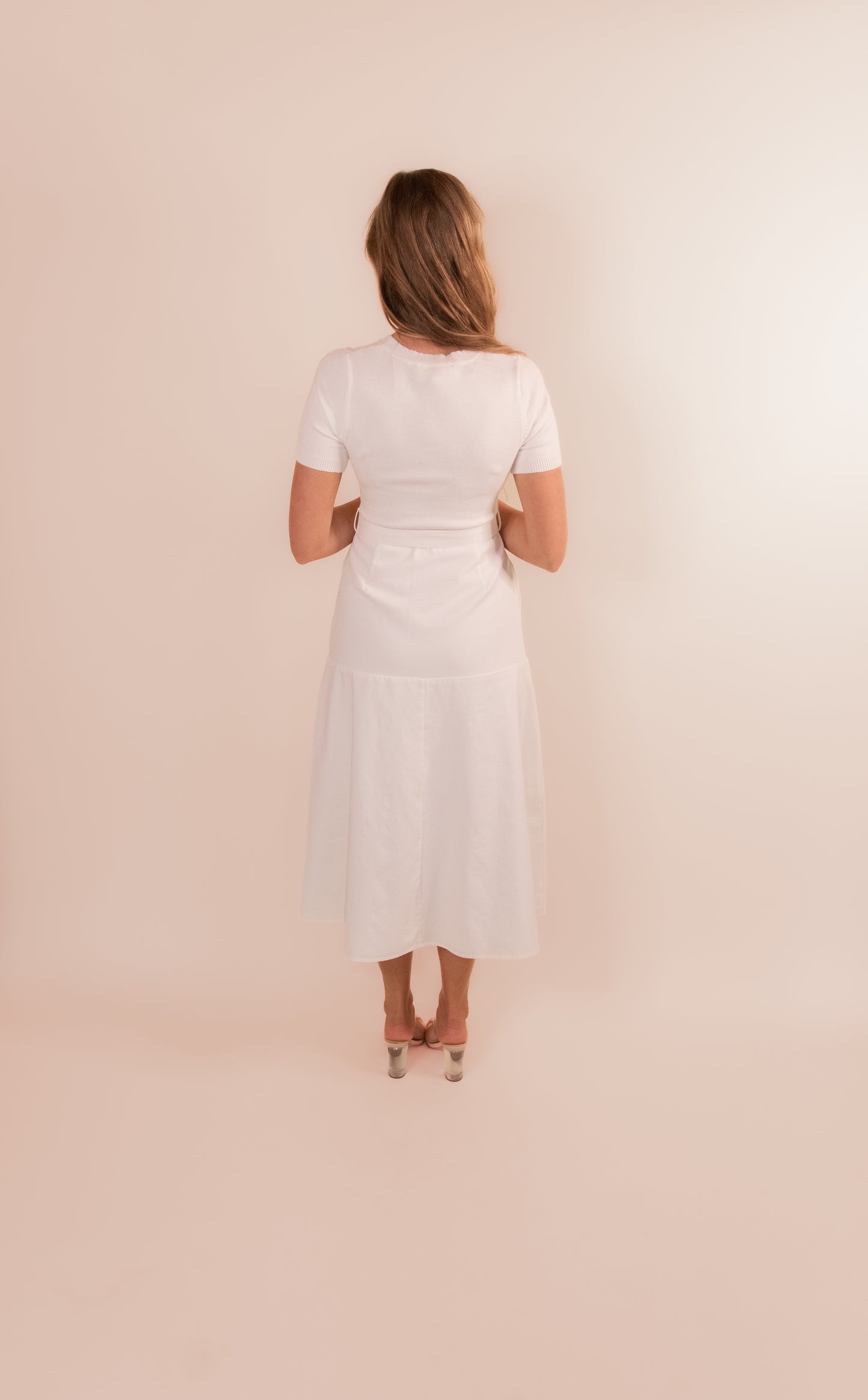 The Alice Mixed Dress in White