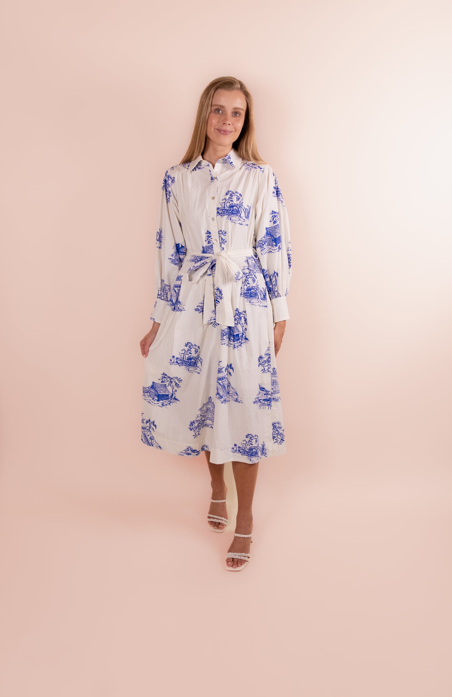 The Lucy Shirt Dress in Blue Chinoiserie