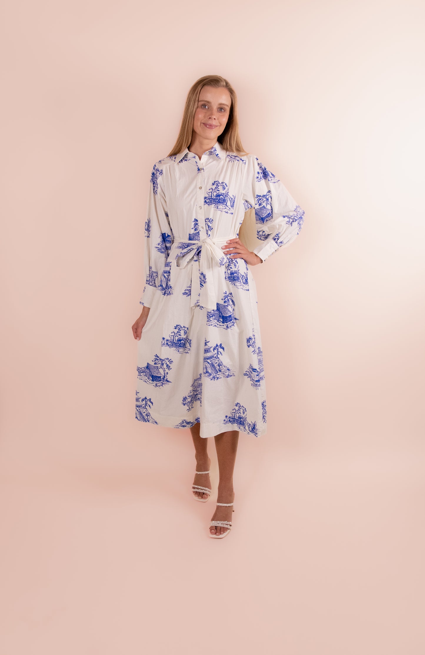 The Lucy Shirt Dress in Blue Chinoiserie