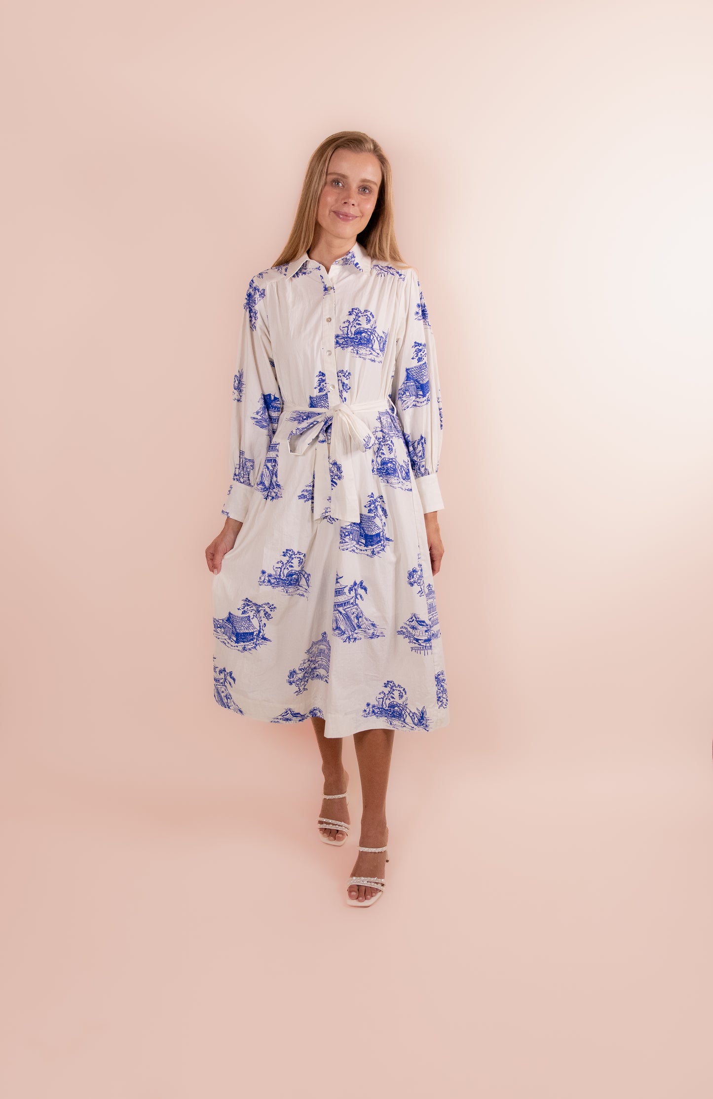 The Lucy Shirt Dress in Blue Chinoiserie