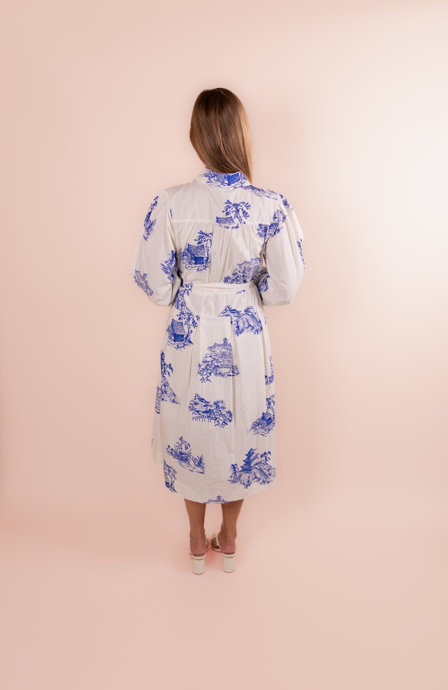 The Lucy Shirt Dress in Blue Chinoiserie
