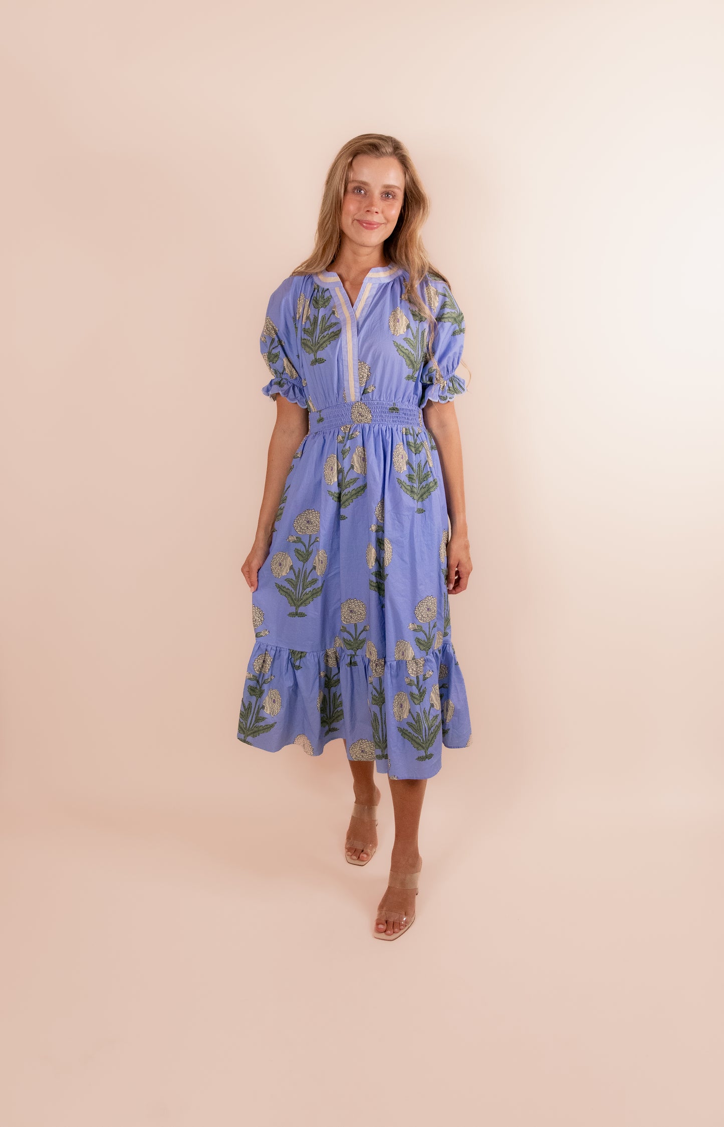 The Lucy Floral Dress in Periwinkle