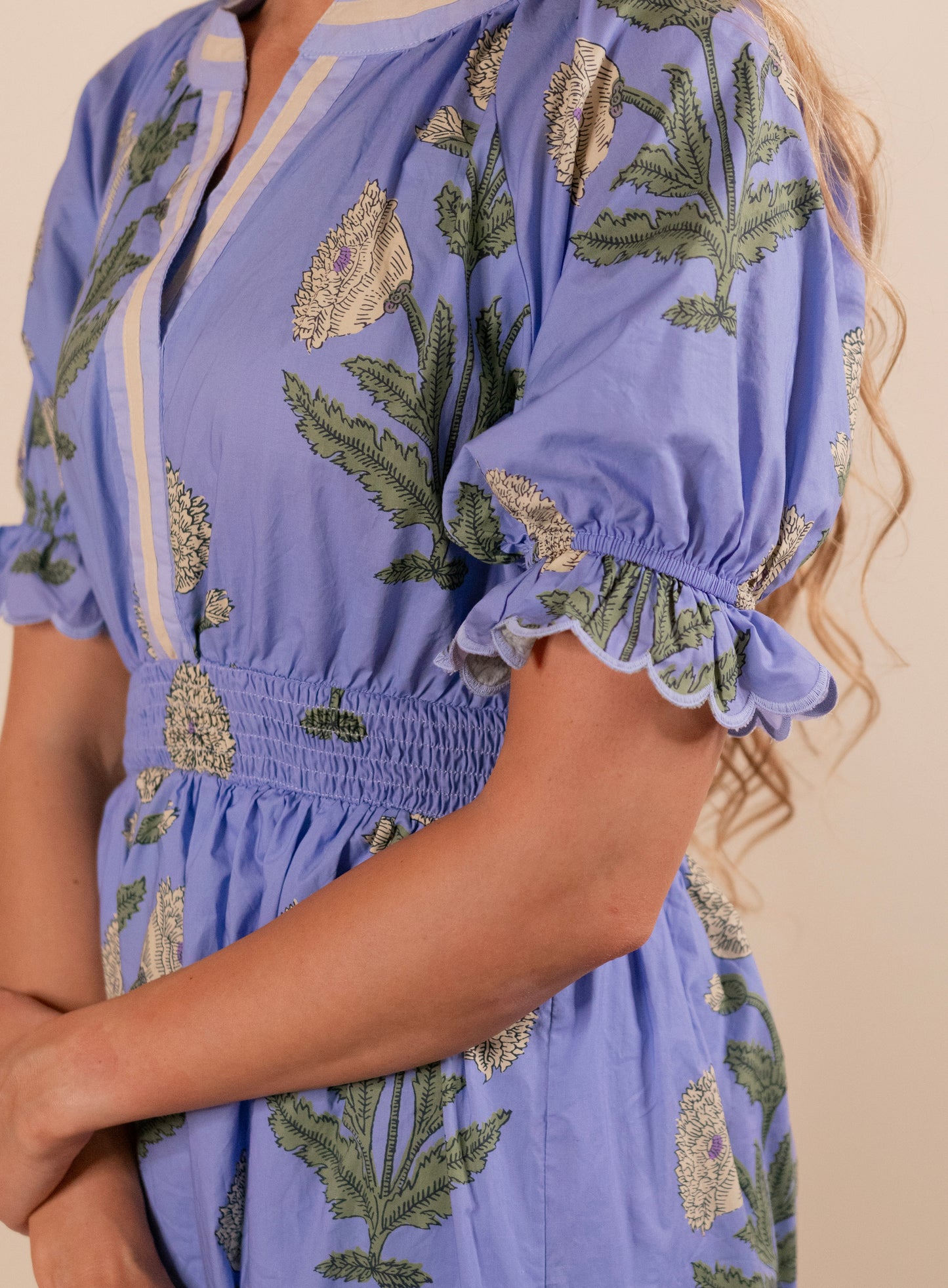The Lucy Floral Dress in Periwinkle