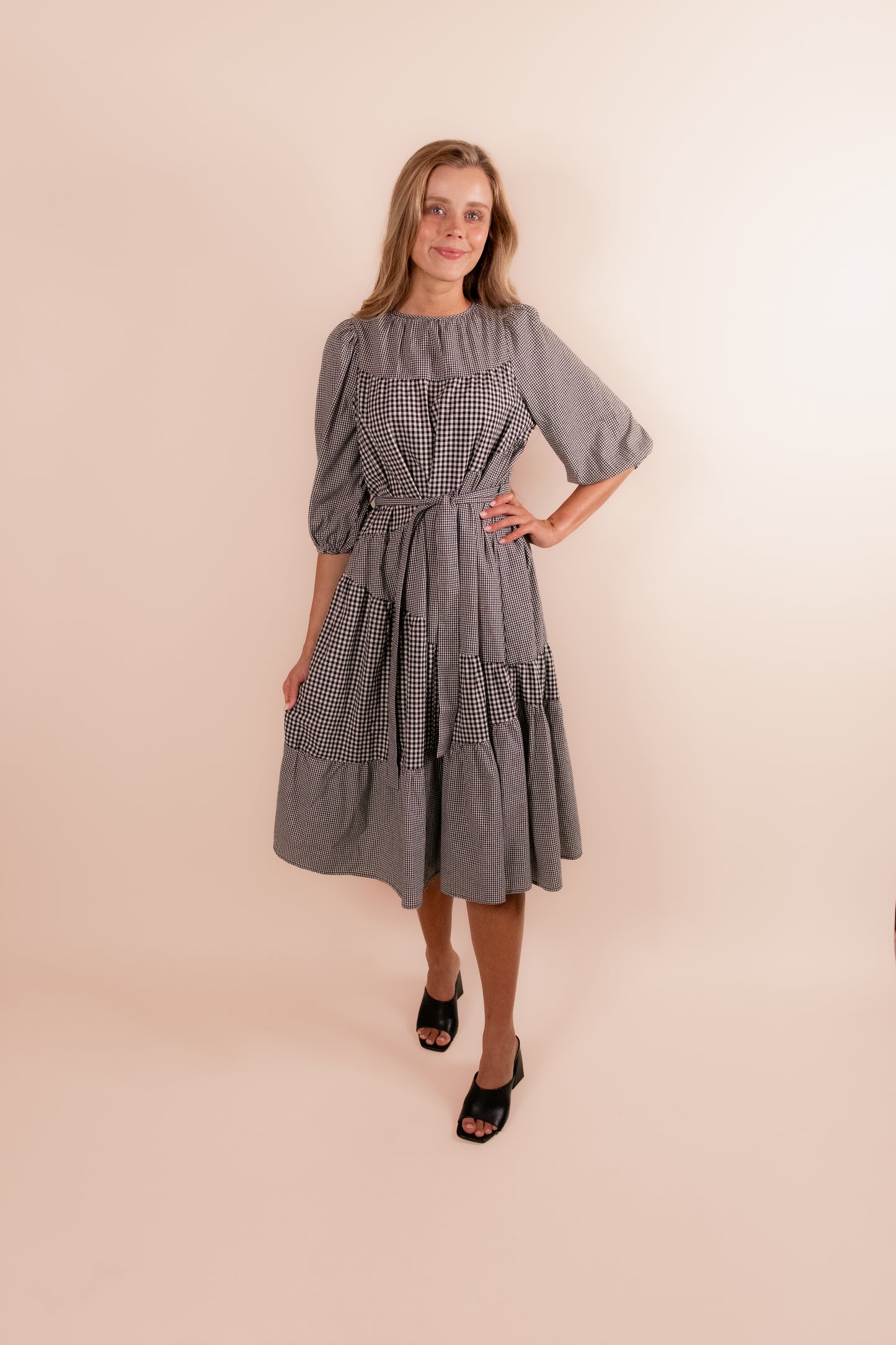 The Bella Gingham Tiered Dress