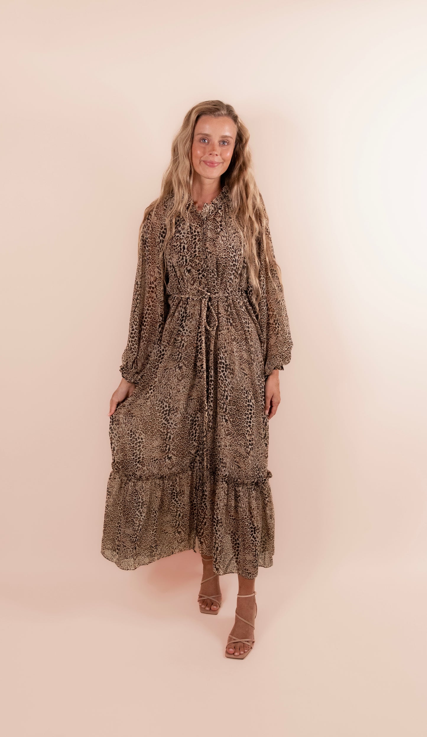 The Ash Leopard Chiffon Maxi Dress