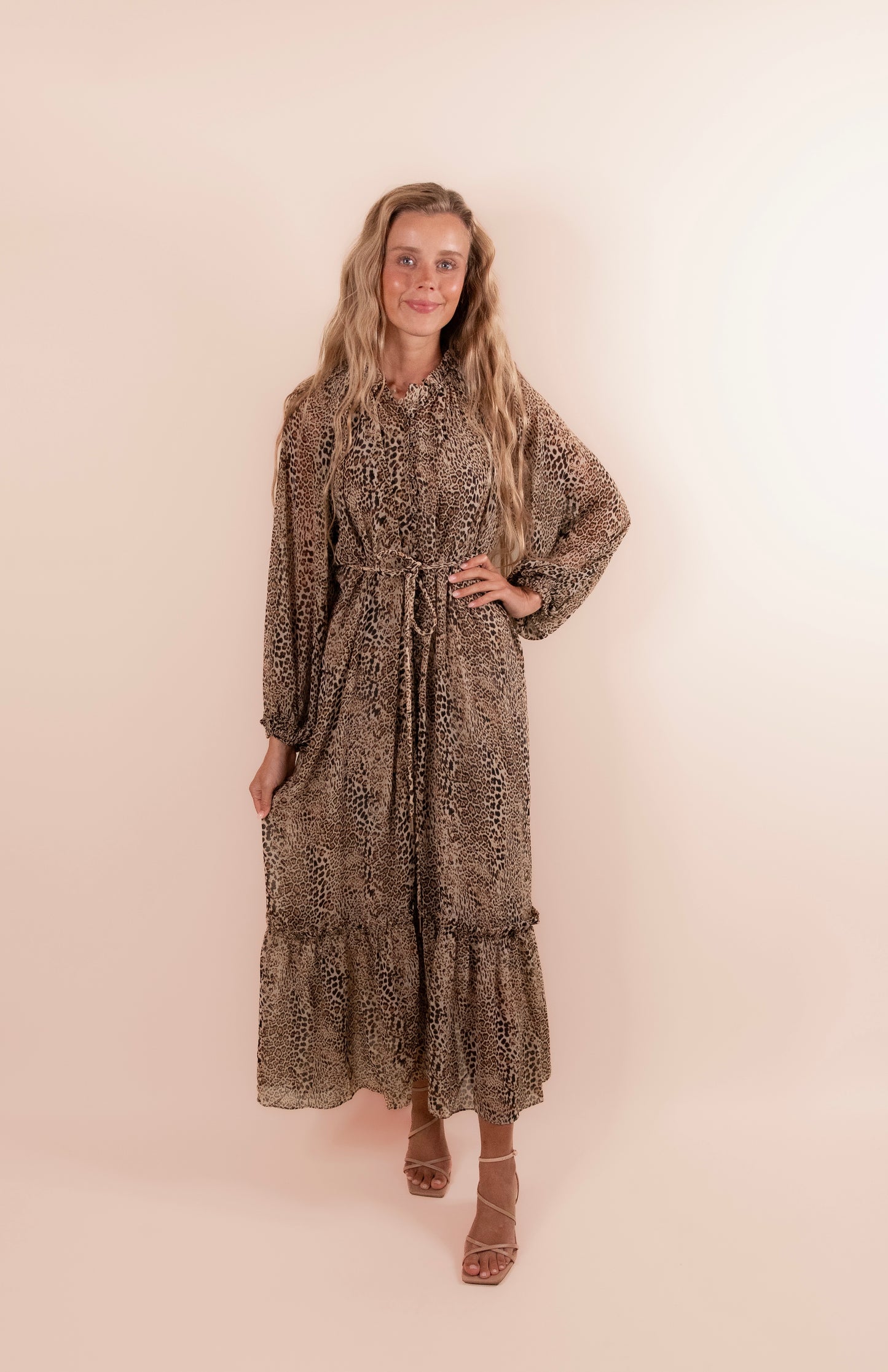 The Ash Leopard Chiffon Maxi Dress
