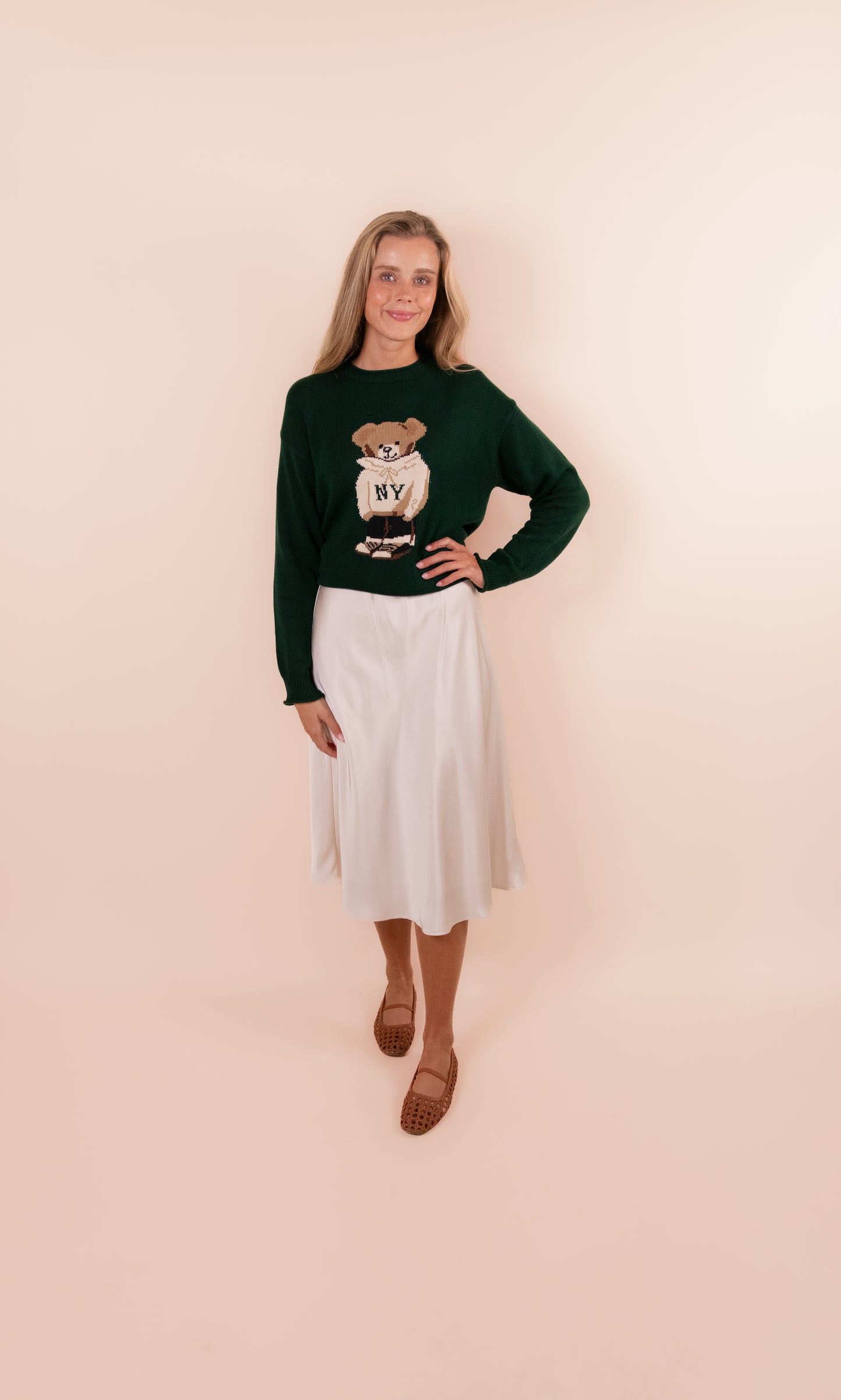 The Perfect Bear Knit Sweater in Hunter Green
