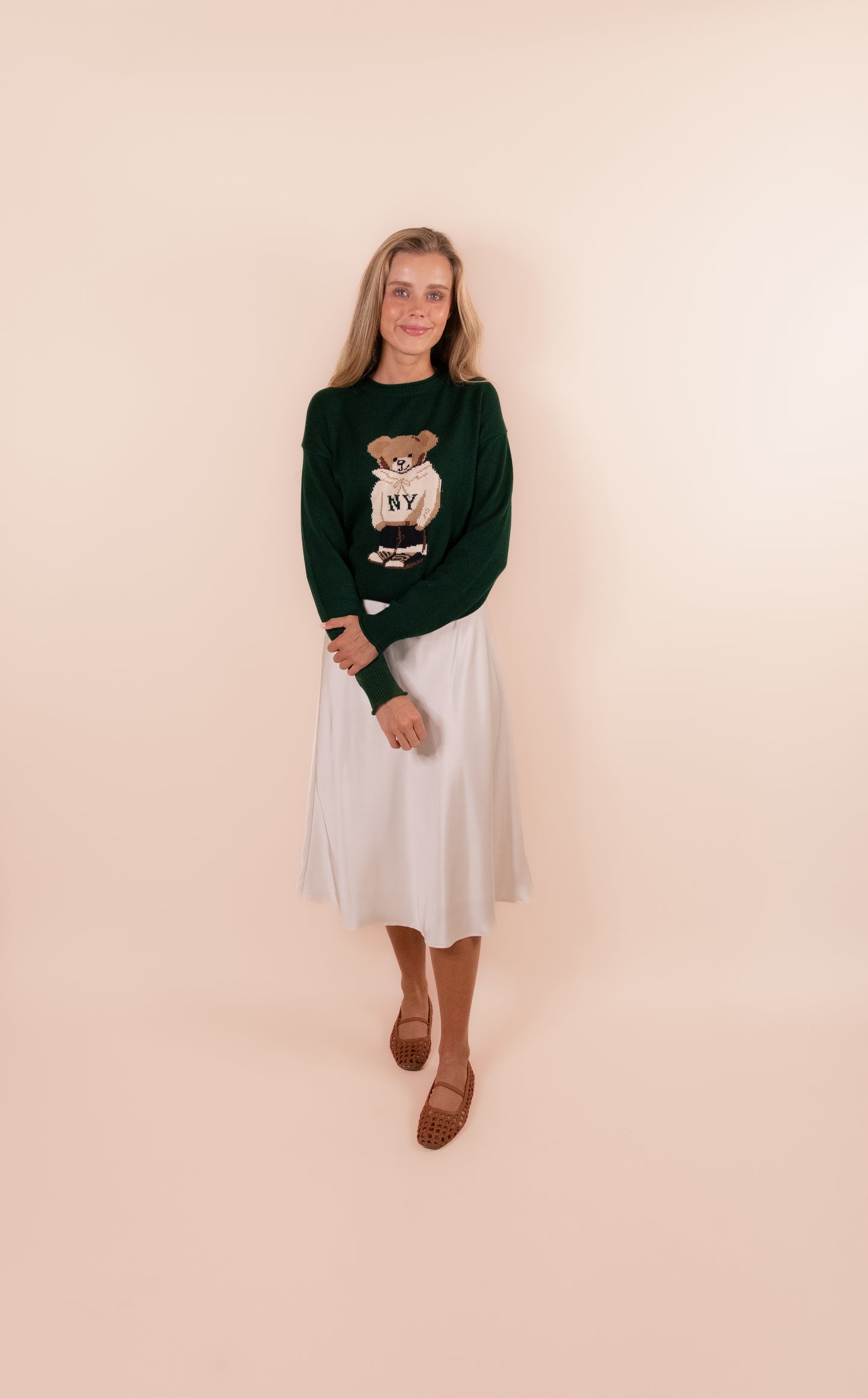 The Perfect Bear Knit Sweater in Hunter Green