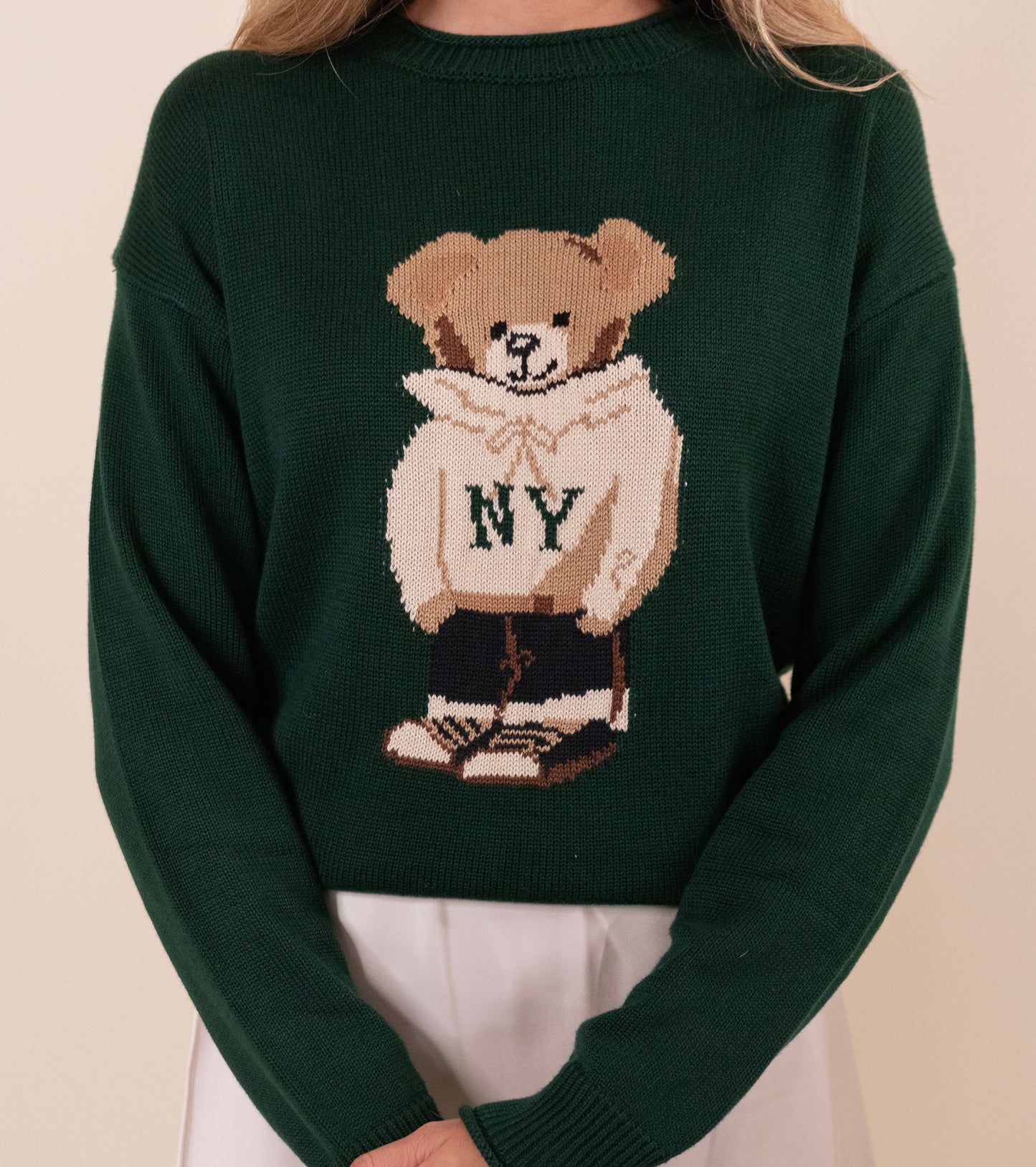 The Perfect Bear Knit Sweater in Hunter Green