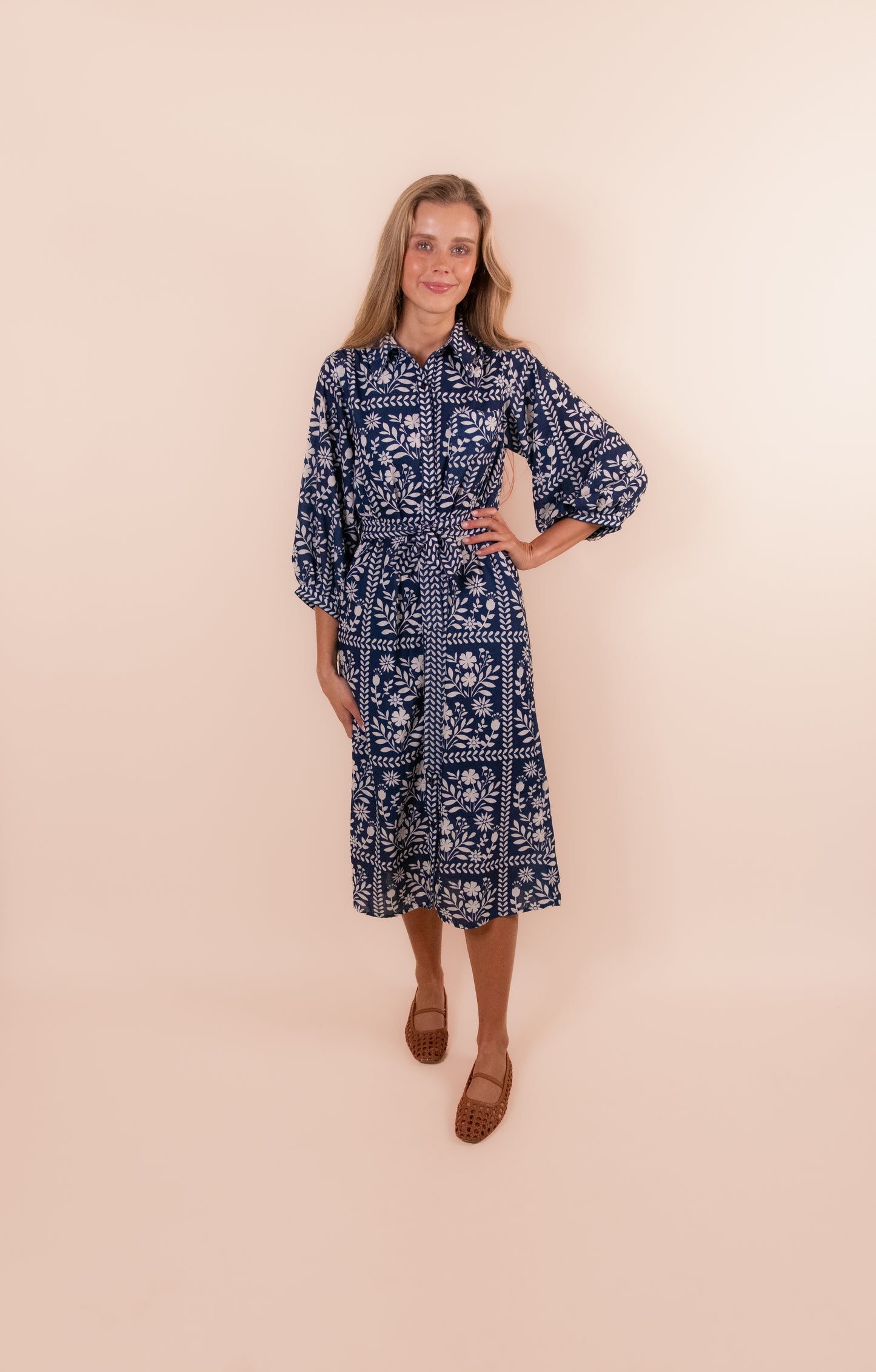 The Rhen Shirt Dress in Navy Floral