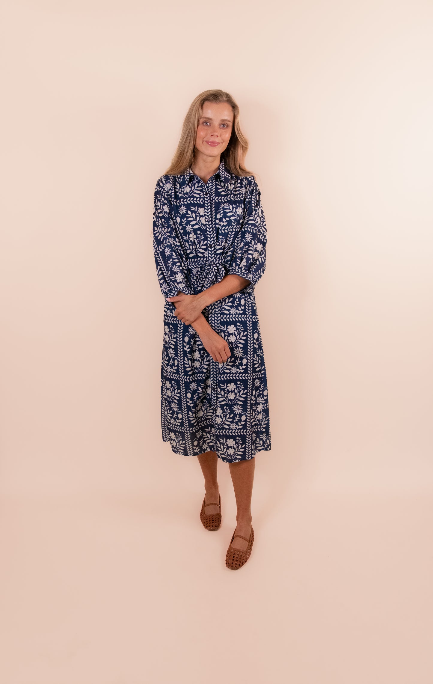 The Rhen Shirt Dress in Navy Floral