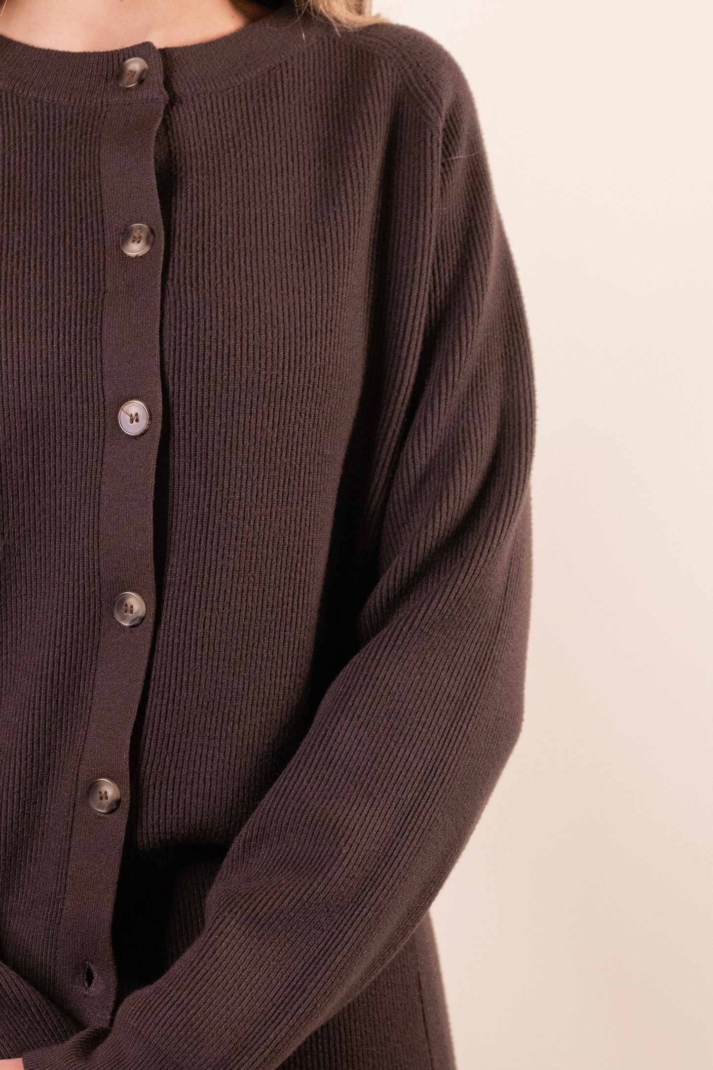 The Willow Ribbed Knit Sweater Set in Dark Cocoa