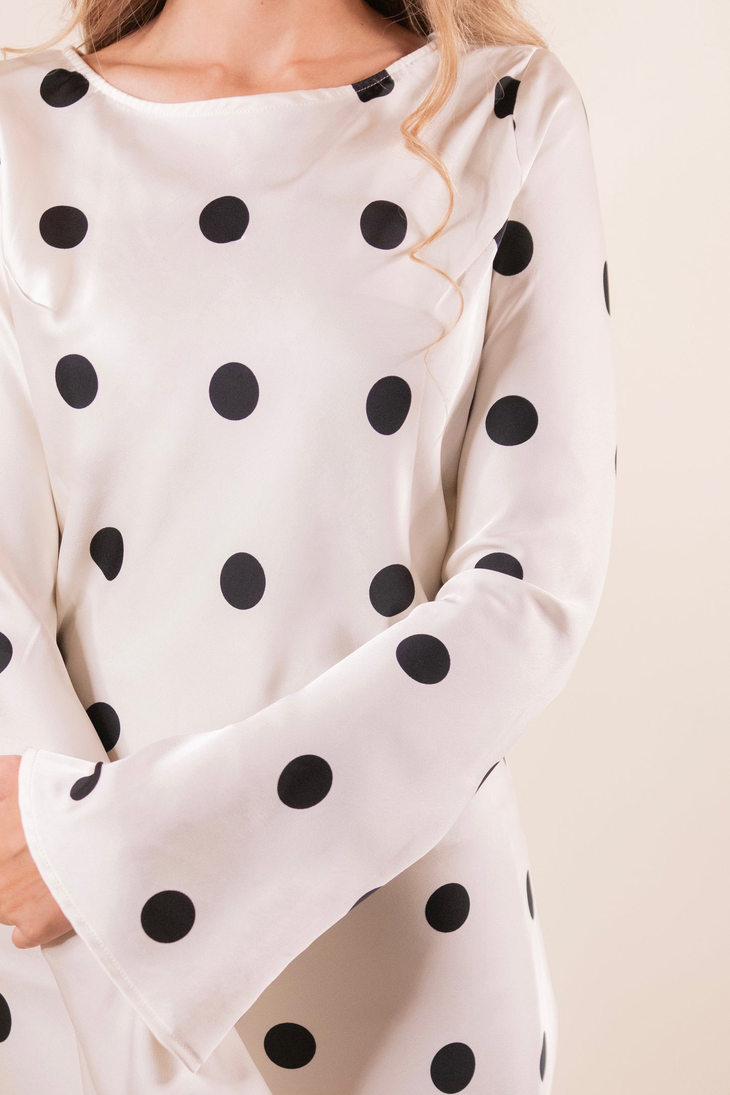 The Sofie Satin Dress in Polka Dots