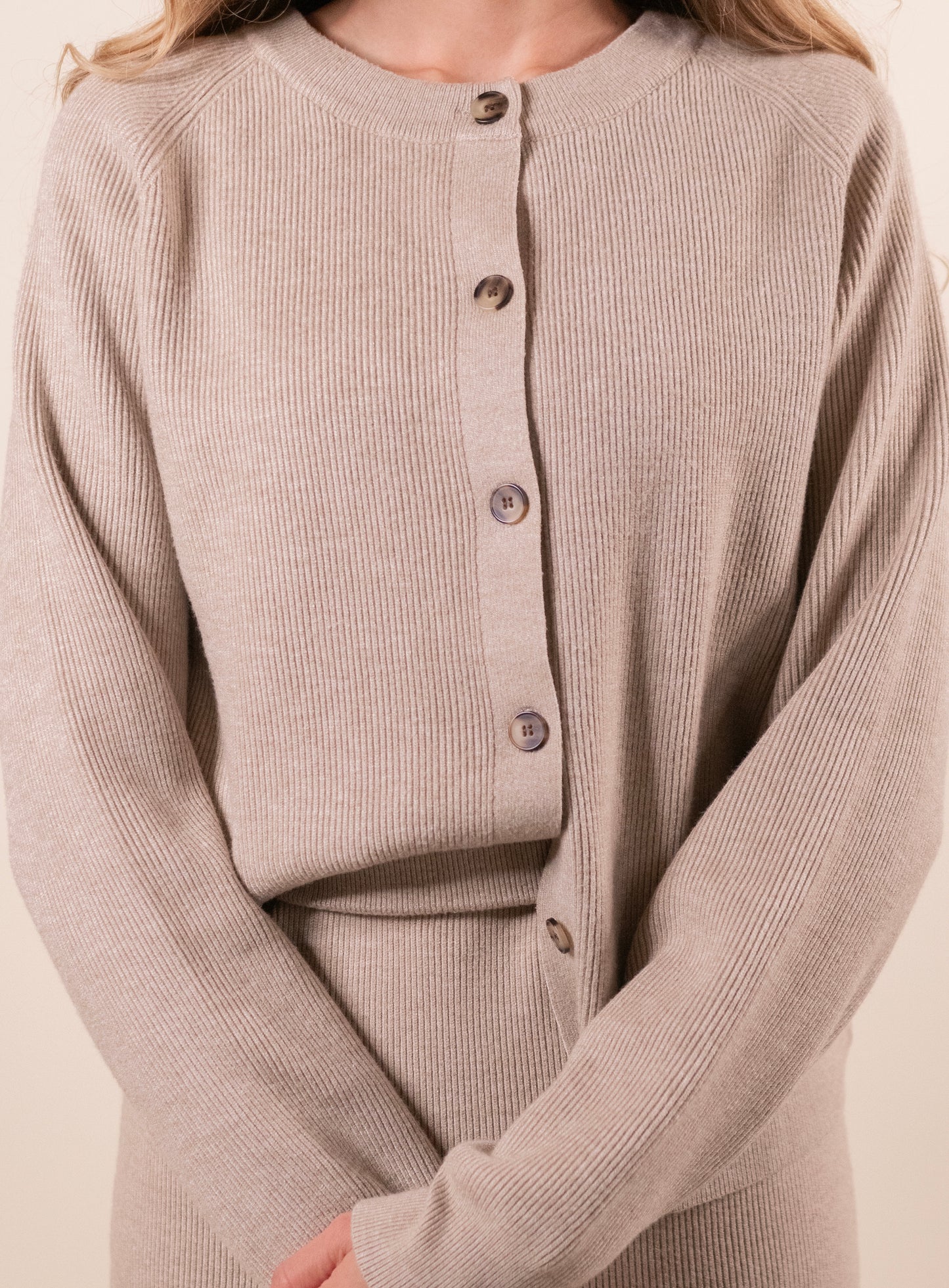 The Willow Ribbed Knit Sweater Set in Oatmeal