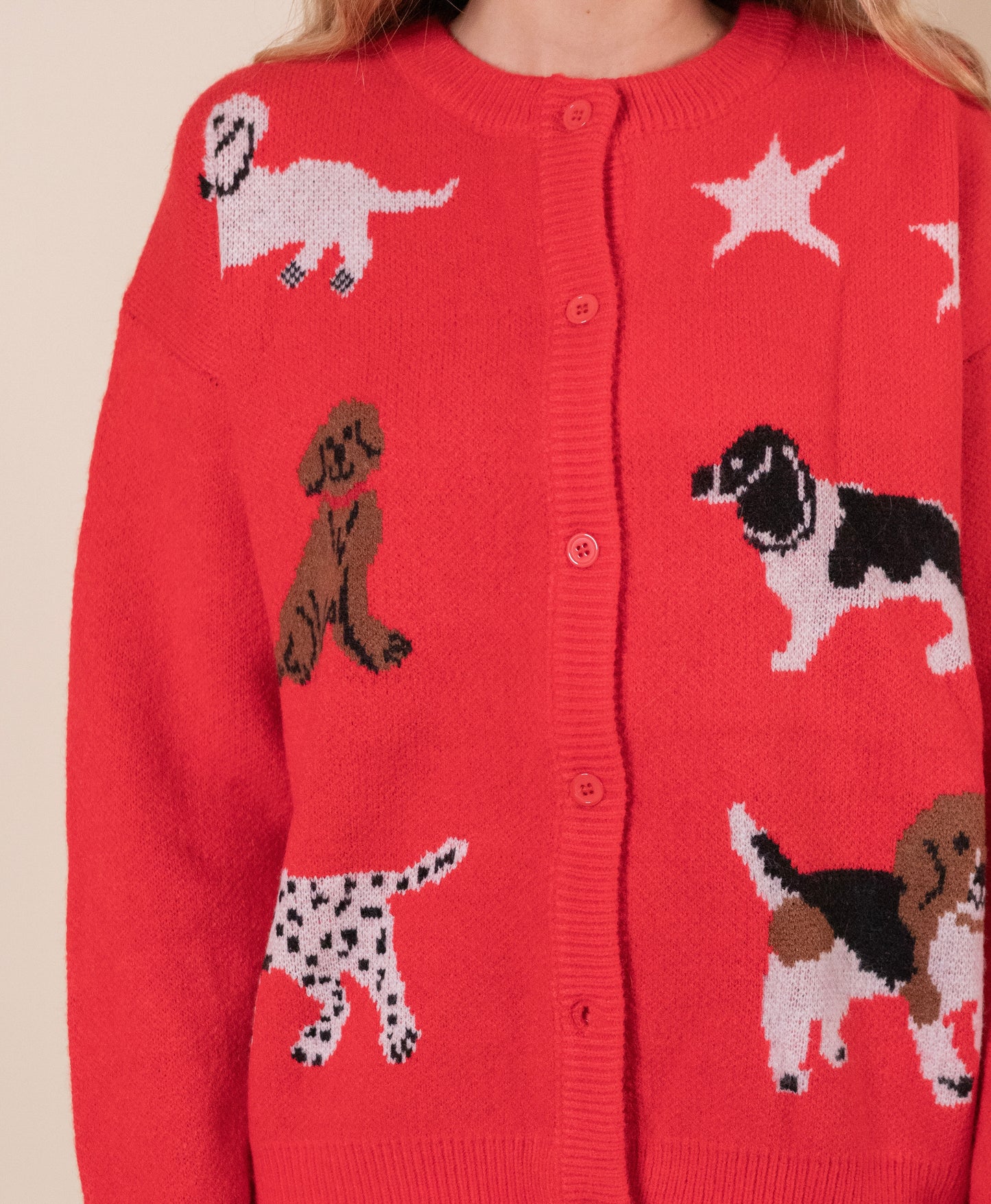 The Good Dog Oversized Cardigan in Red