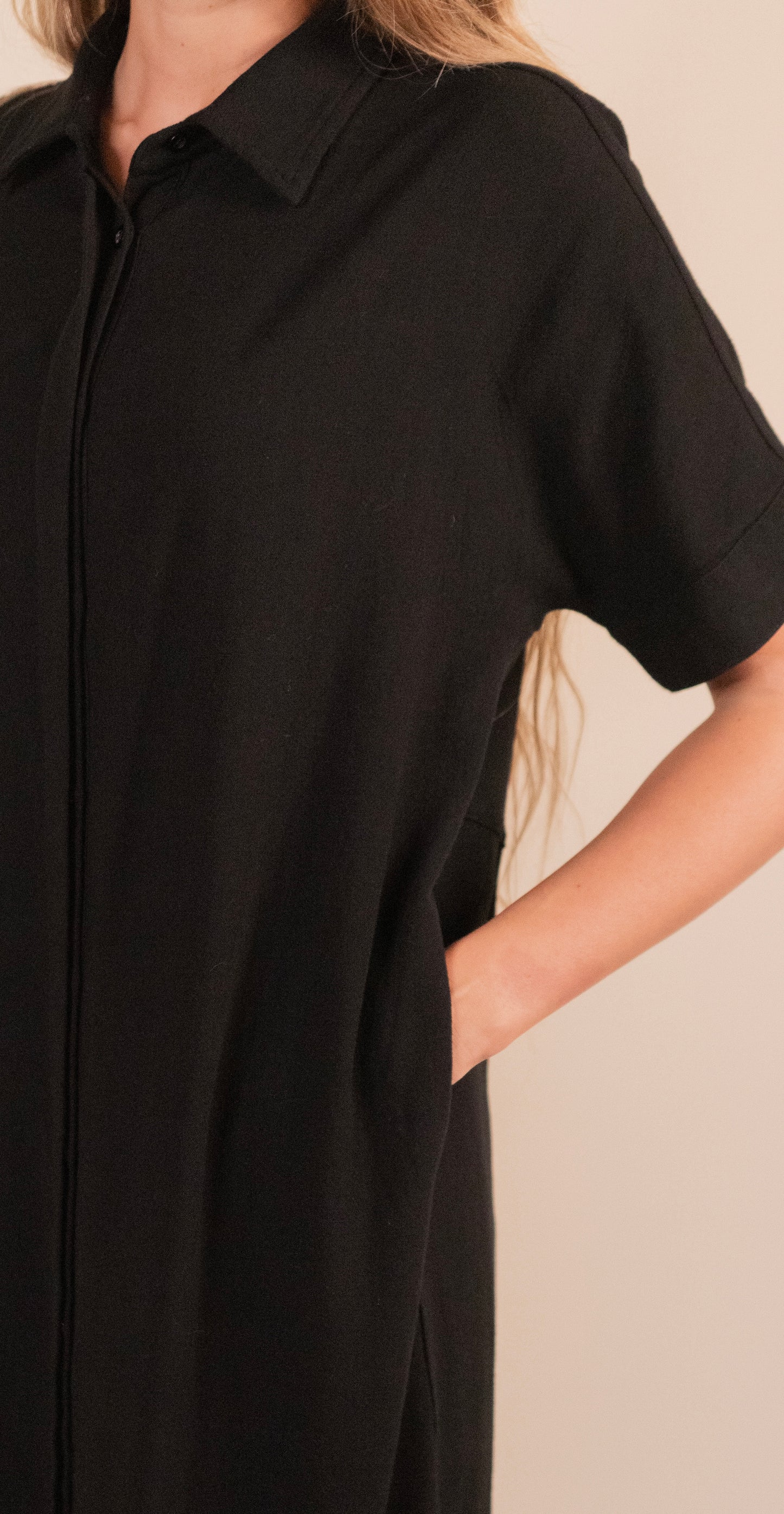 The Blake Linen Blend Dress in Black